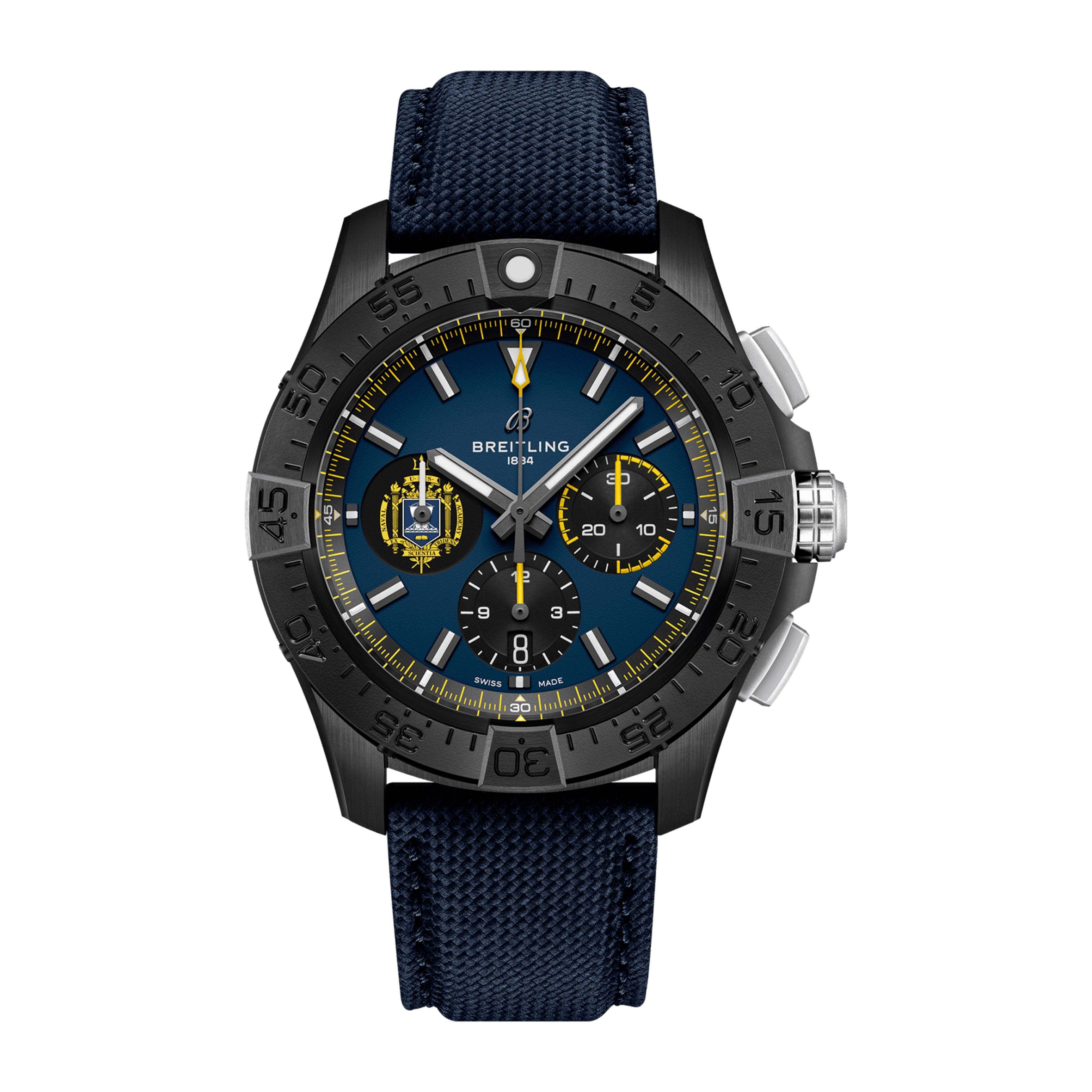 Breitling Avenger B01 Chronograph 44 Night Mission US Naval Academy Watch, 44mm Blue Dial, SB01474A1C1X1