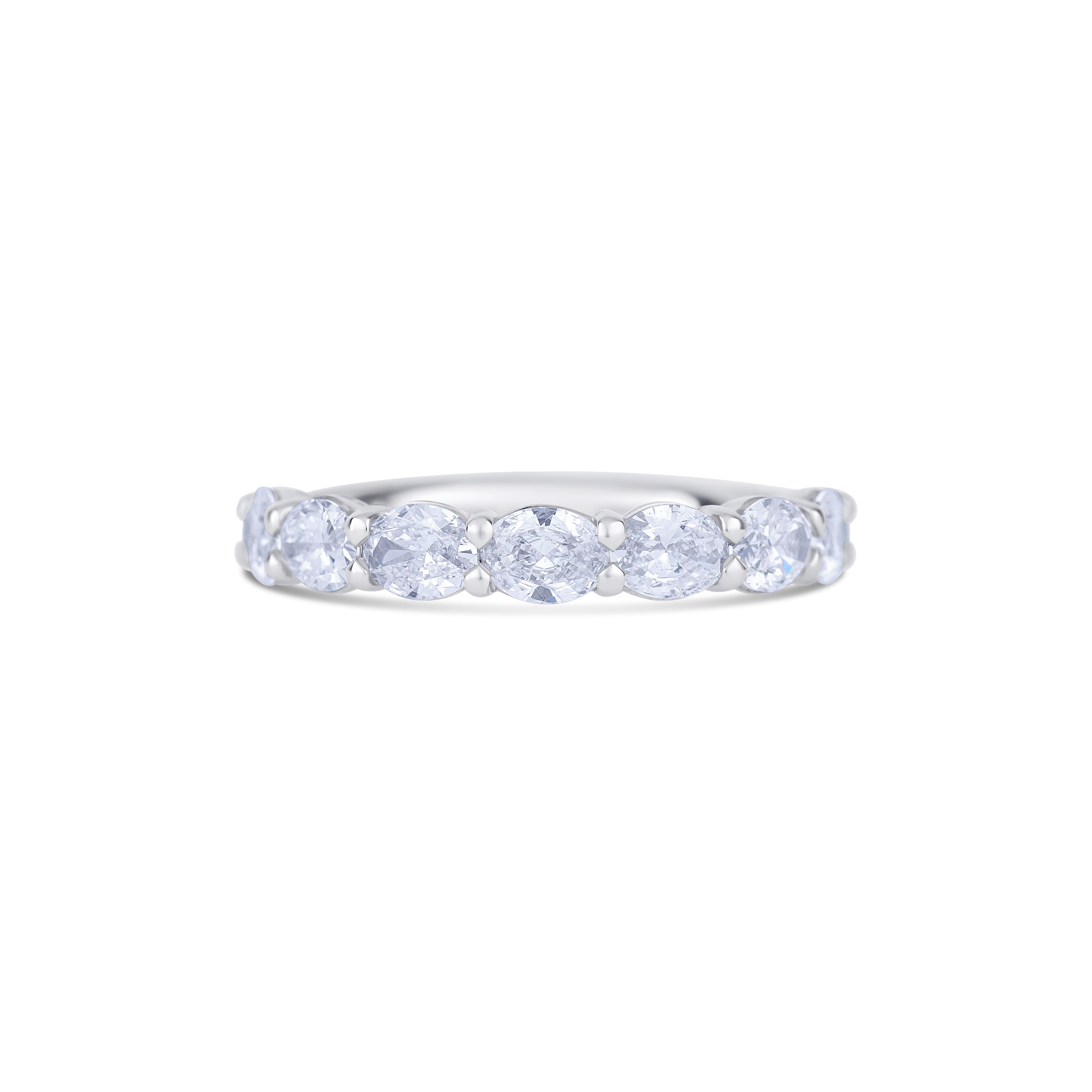 Platinum Oval Half Way Diamond Wedding Band