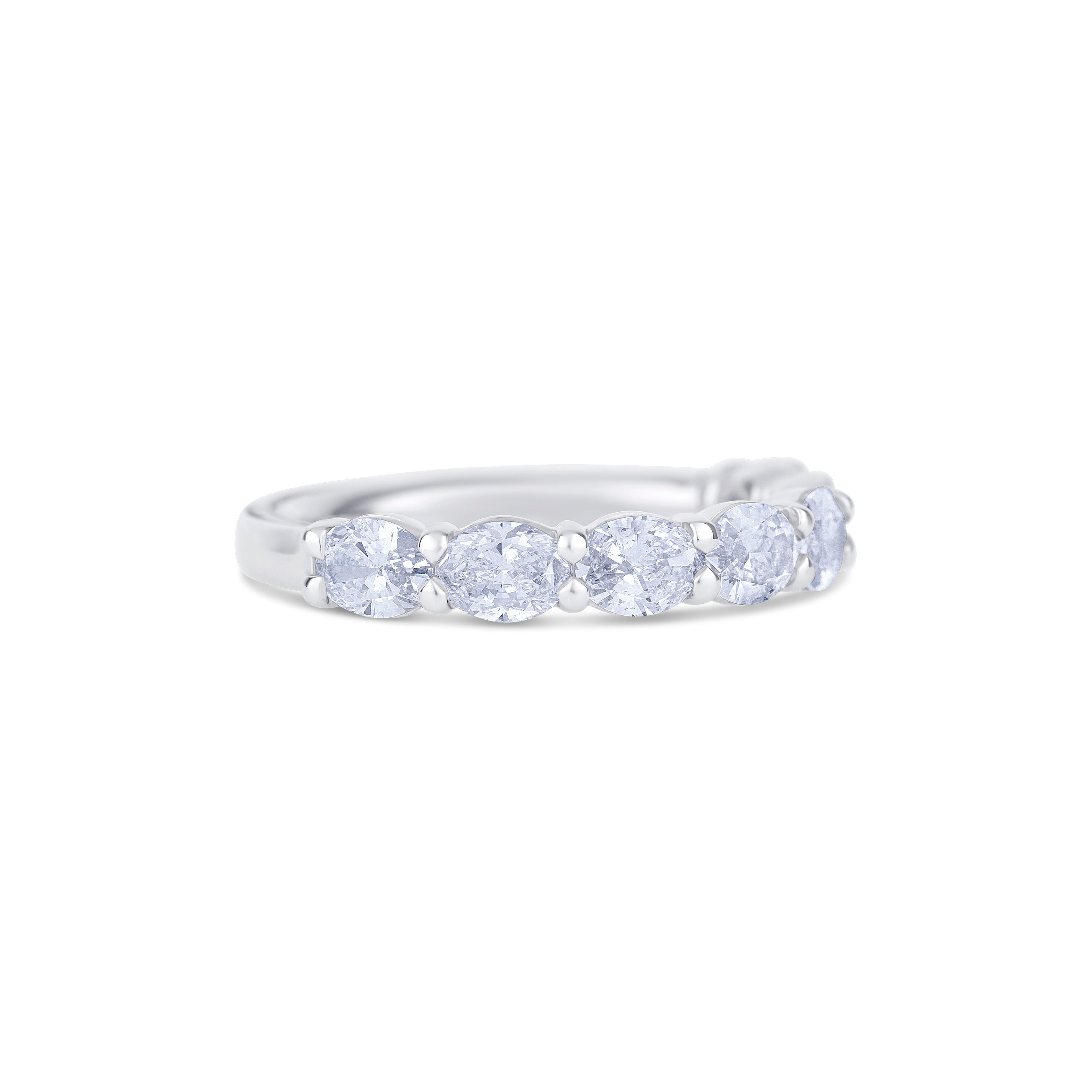 Platinum Oval Half Way Diamond Wedding Band