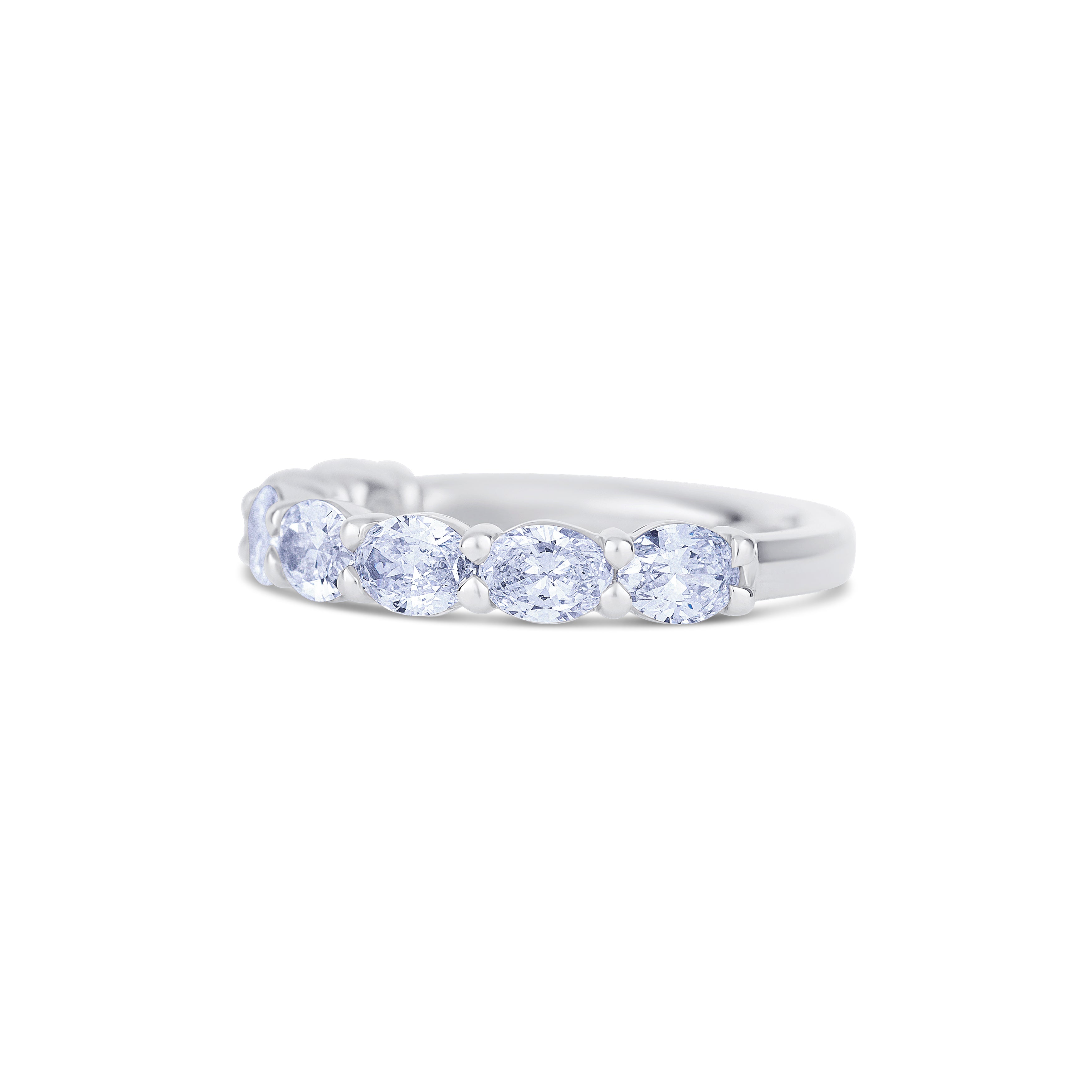 Platinum Oval Half Way Diamond Wedding Band