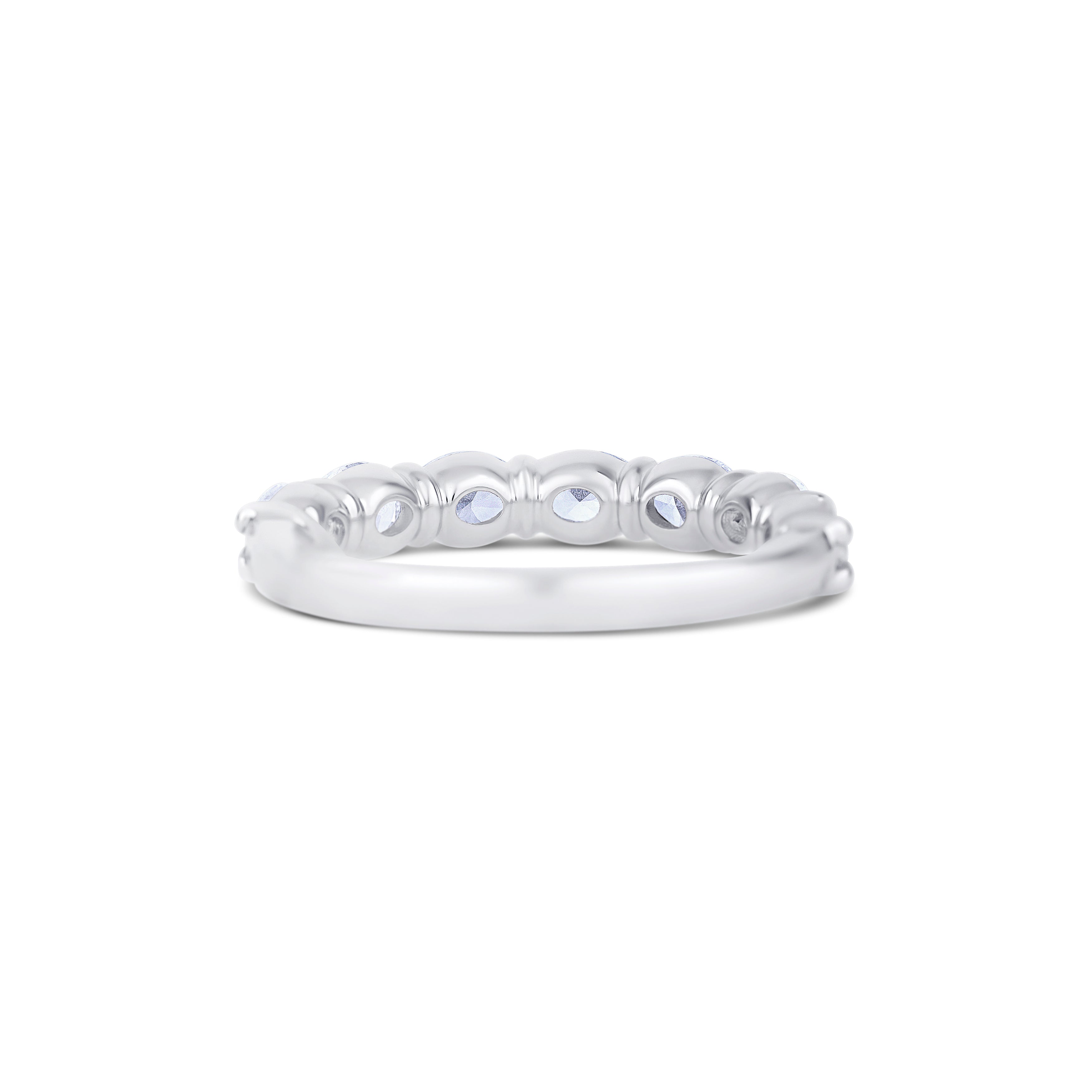 Platinum Oval Half Way Diamond Wedding Band