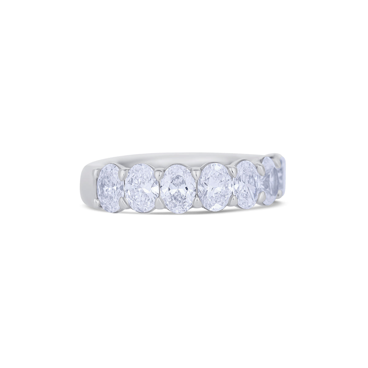 18K White Gold Oval Cut Diamond Eternity Buttercup Wedding Band