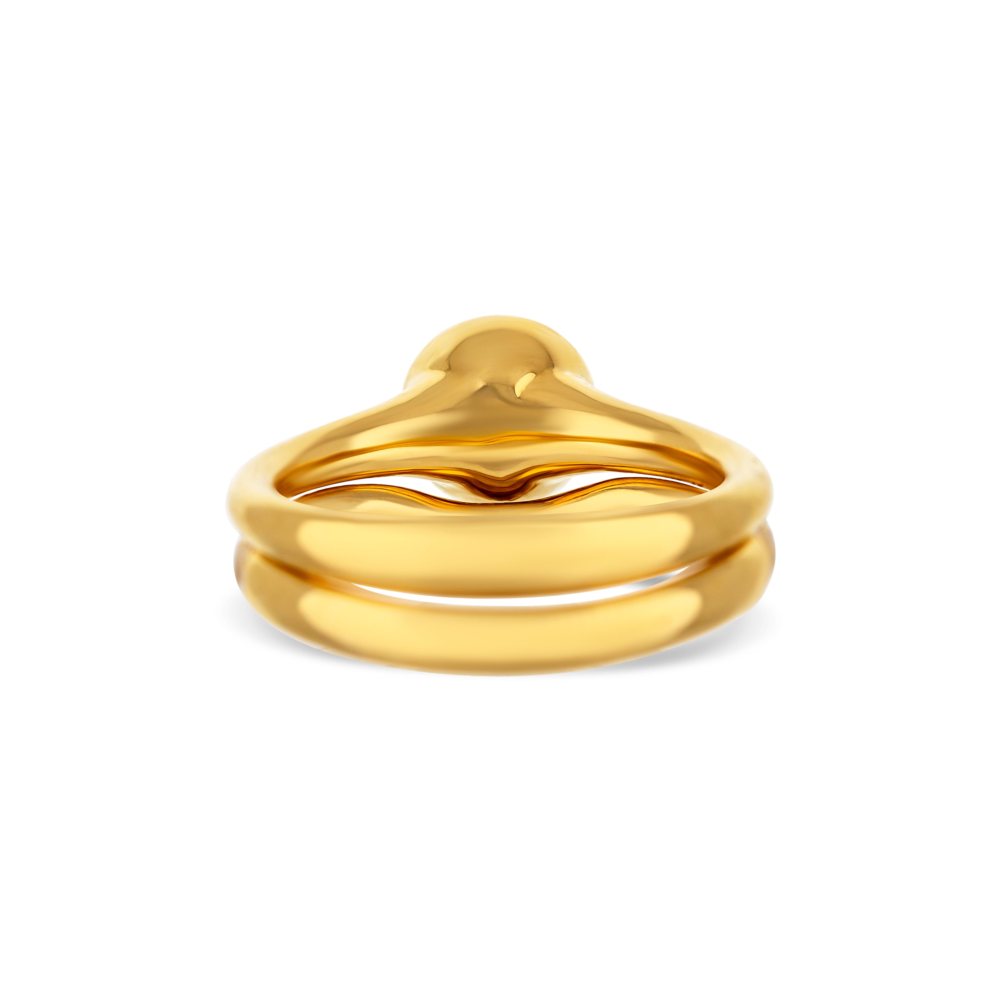 18K Rose Gold Bezel-Set Round Diamond Ring with Micro Shadow Band