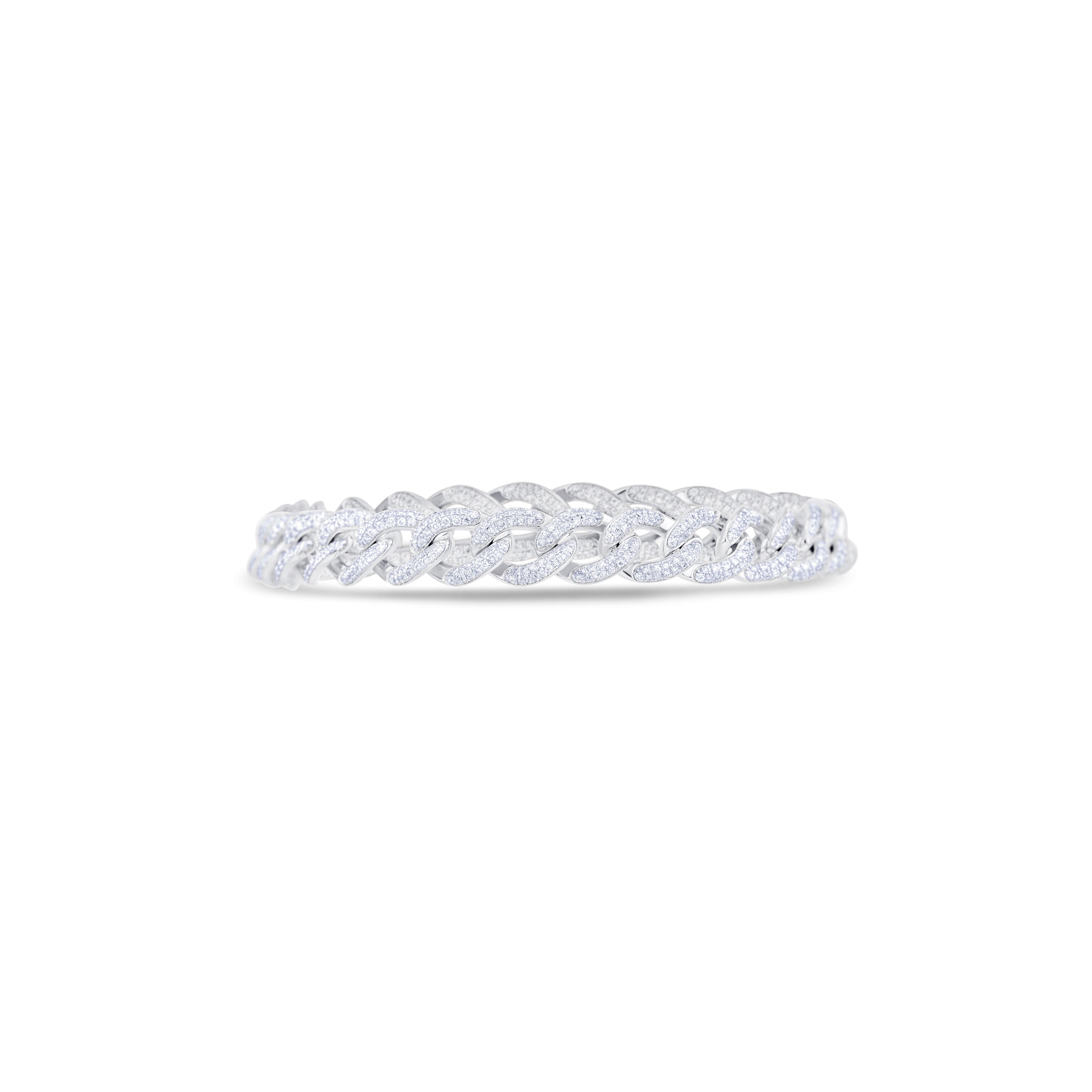 18K White Gold Pave' Set Diamond Chain Bracelet