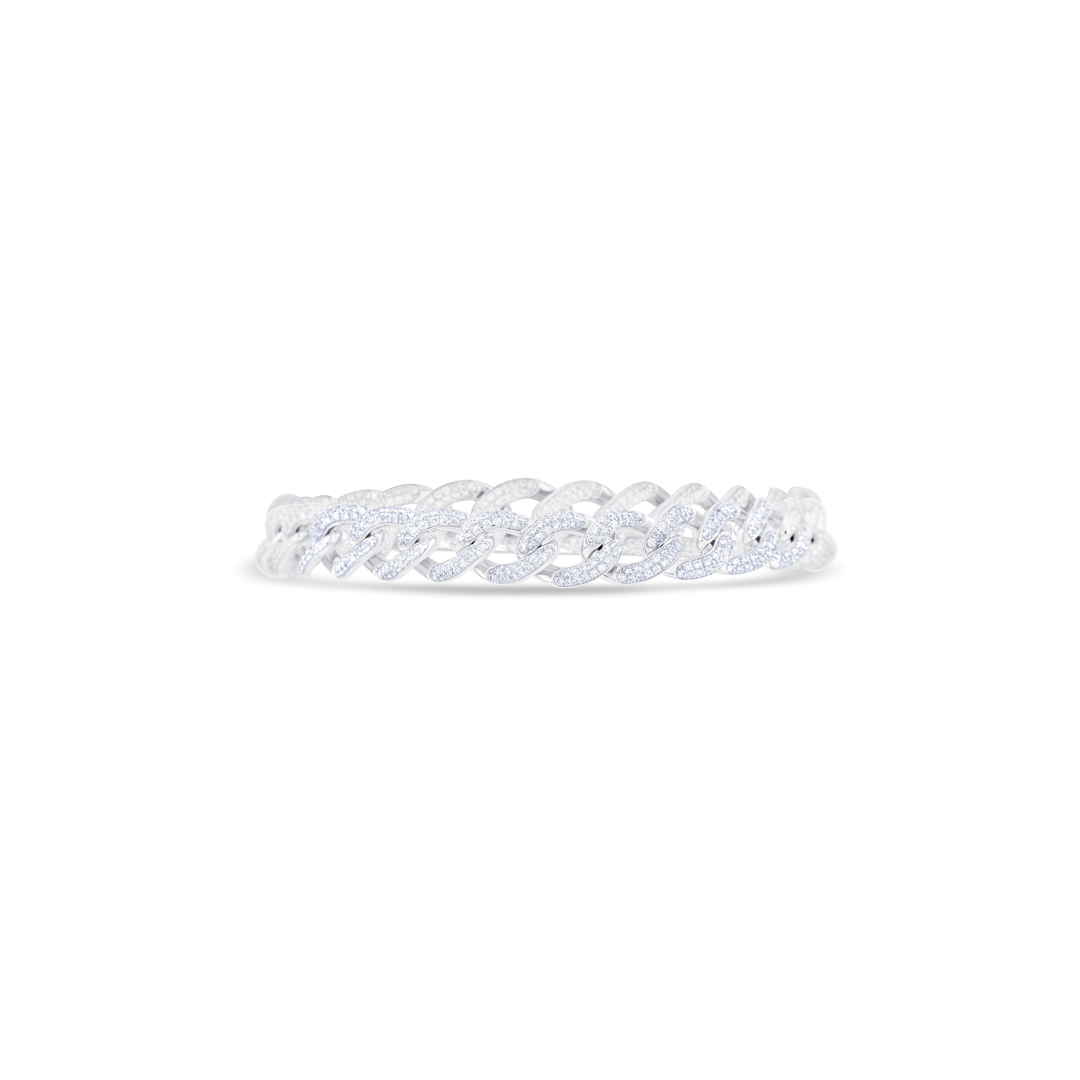 18K White Gold Pave' Set Diamond Chain Bracelet