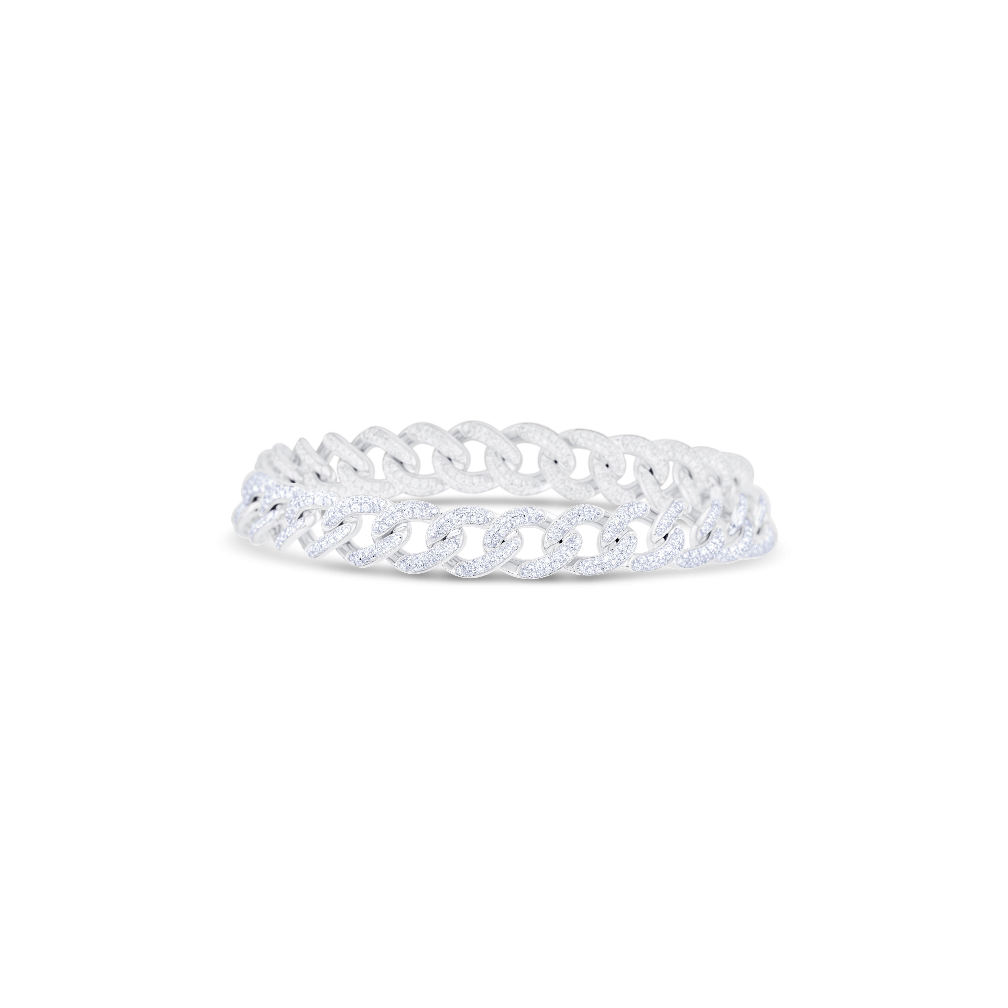 18K White Gold Pave' Set Diamond Chain Bracelet