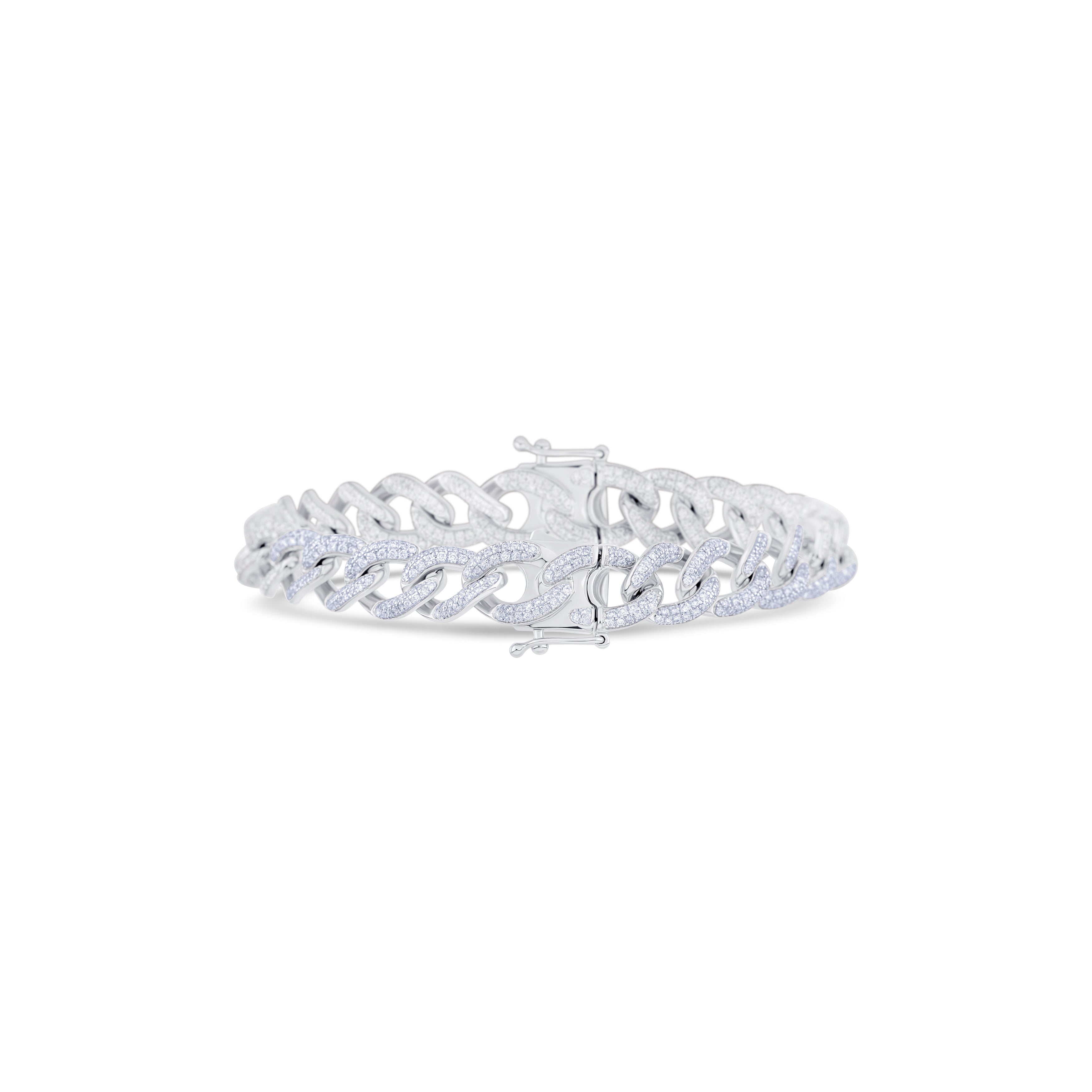 18K White Gold Pave' Set Diamond Chain Bracelet