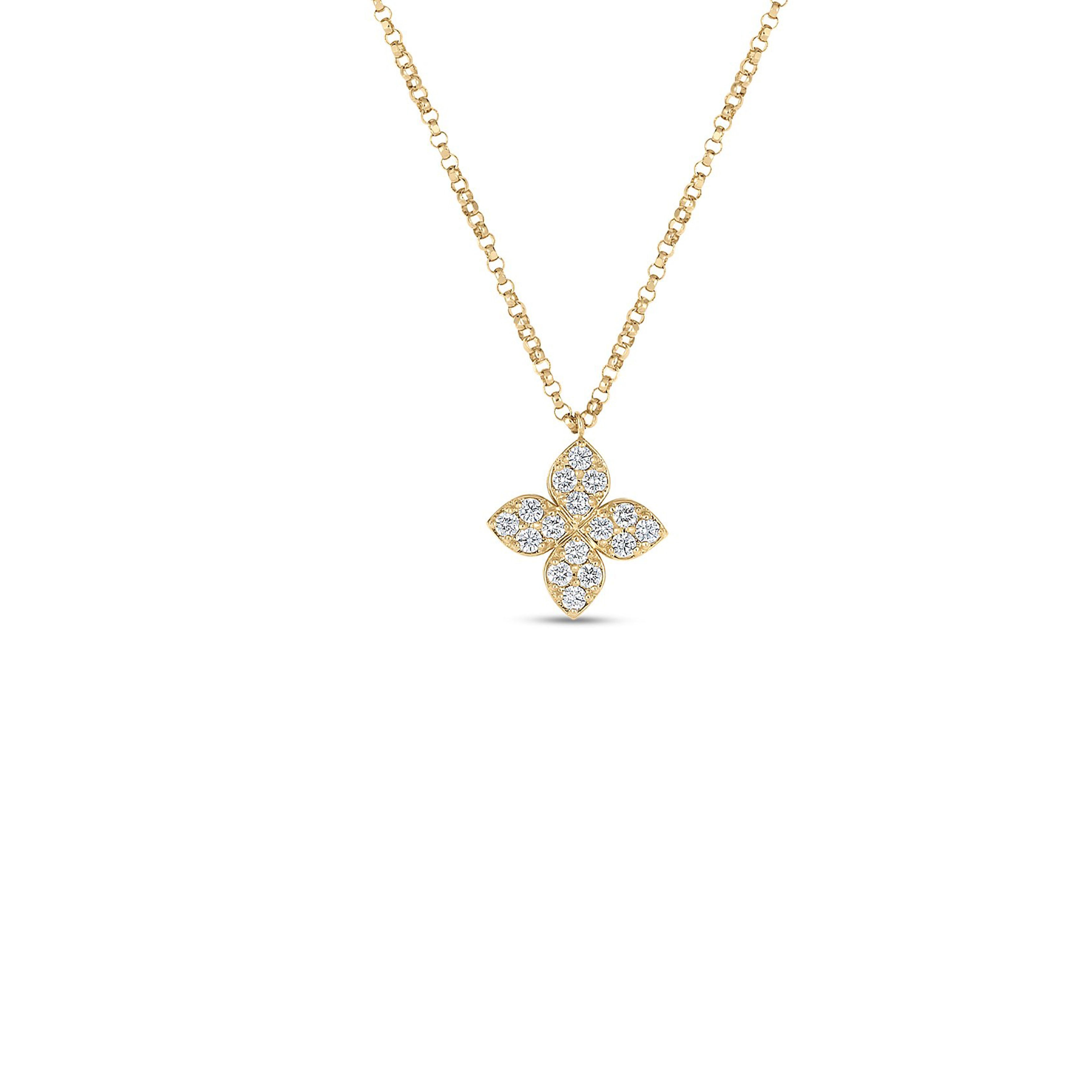 Roberto Coin 18k Yellow Gold Love by the Inch Diamond Flower Necklace