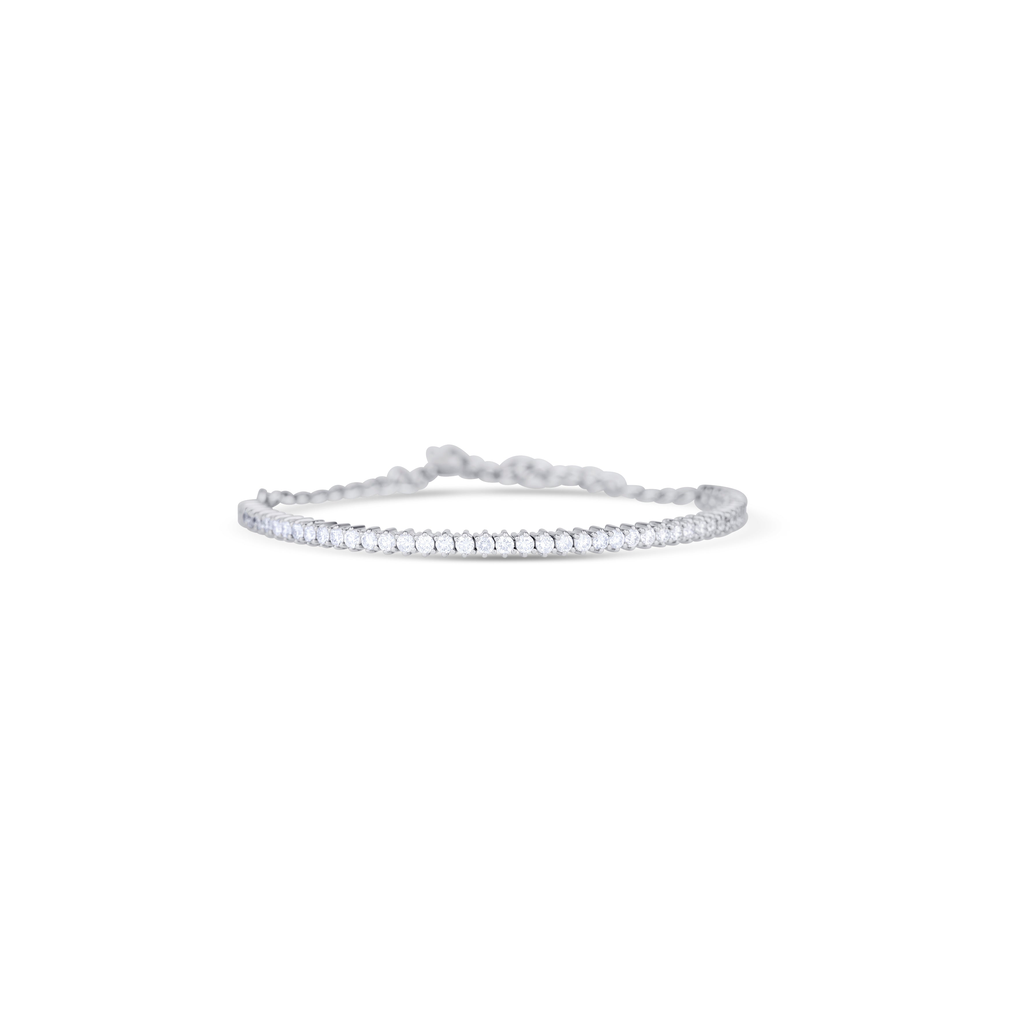 14K White Gold Round Cut Diamond Choker Tennis Bracelet