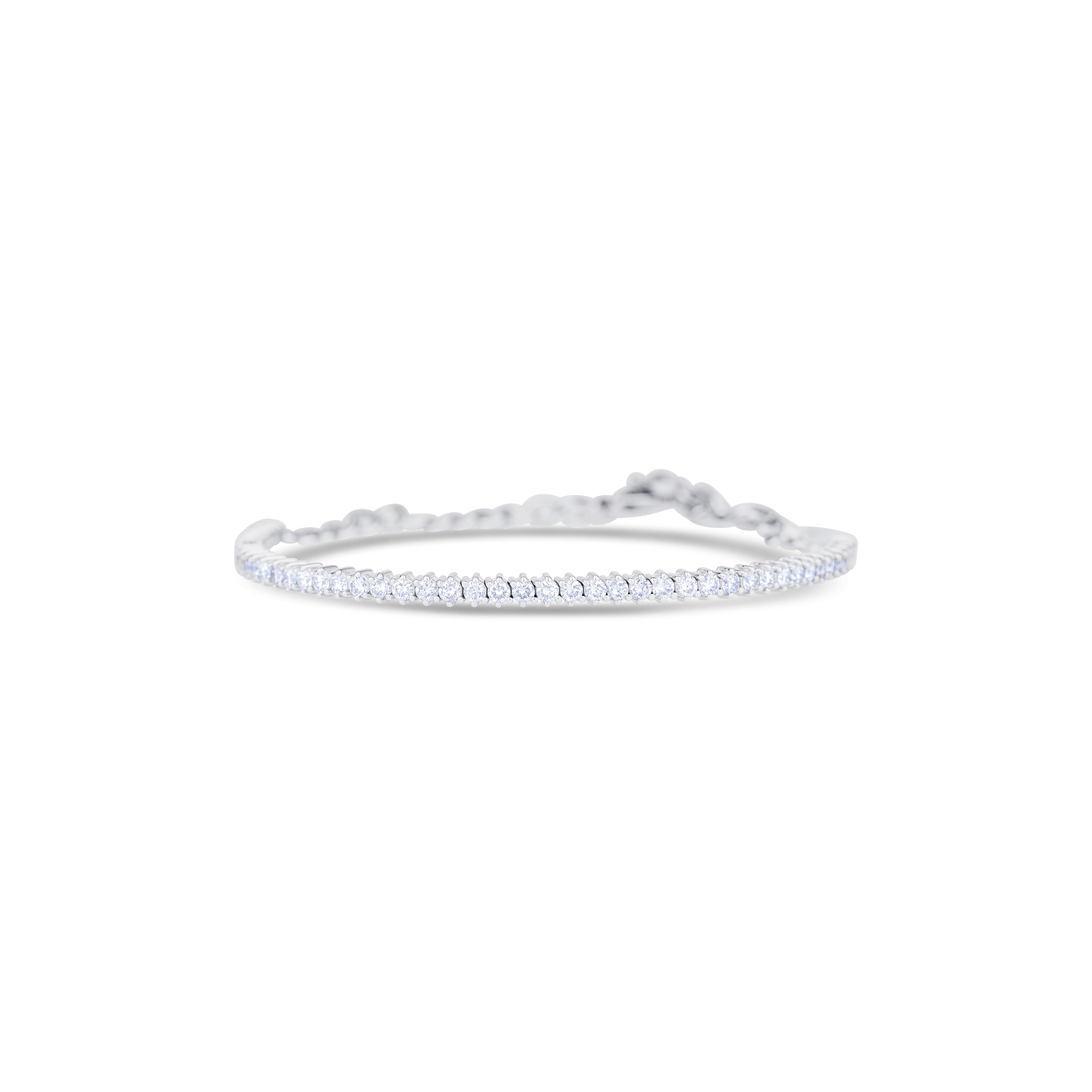 14K White Gold Round Cut Diamond Choker Tennis Bracelet