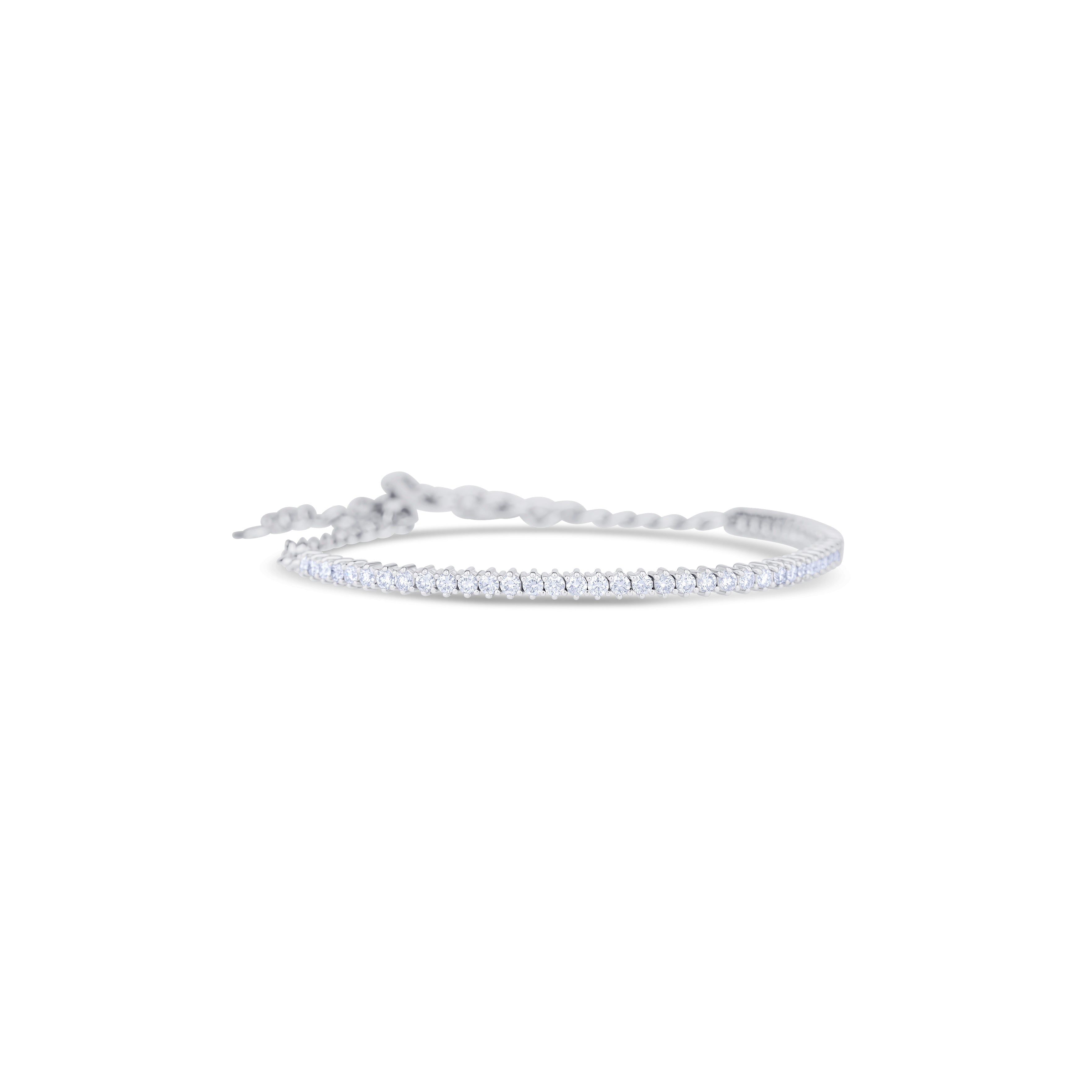 14K White Gold Round Cut Diamond Choker Tennis Bracelet