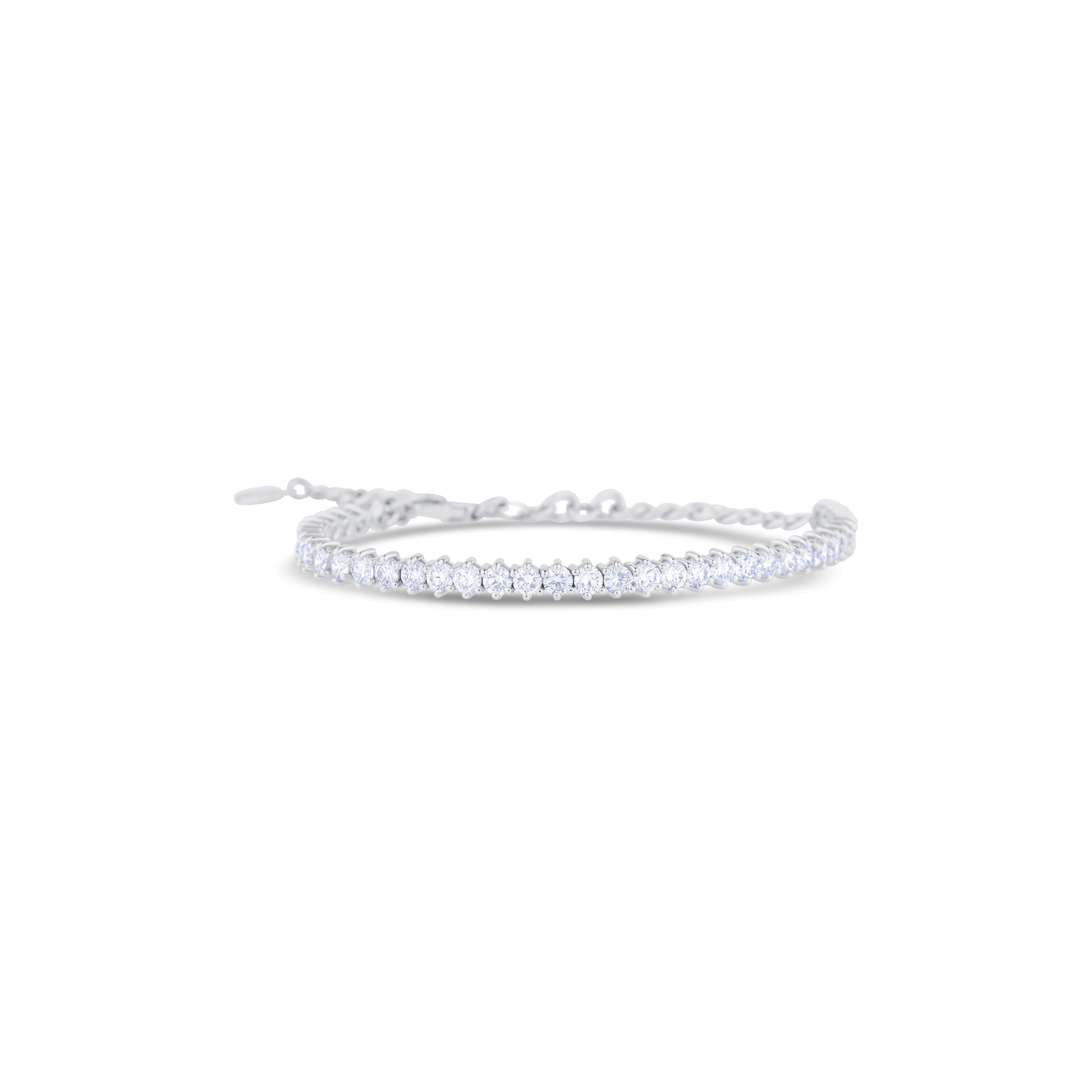 14K White Gold Round Cut Diamond Choker Tennis Bracelet