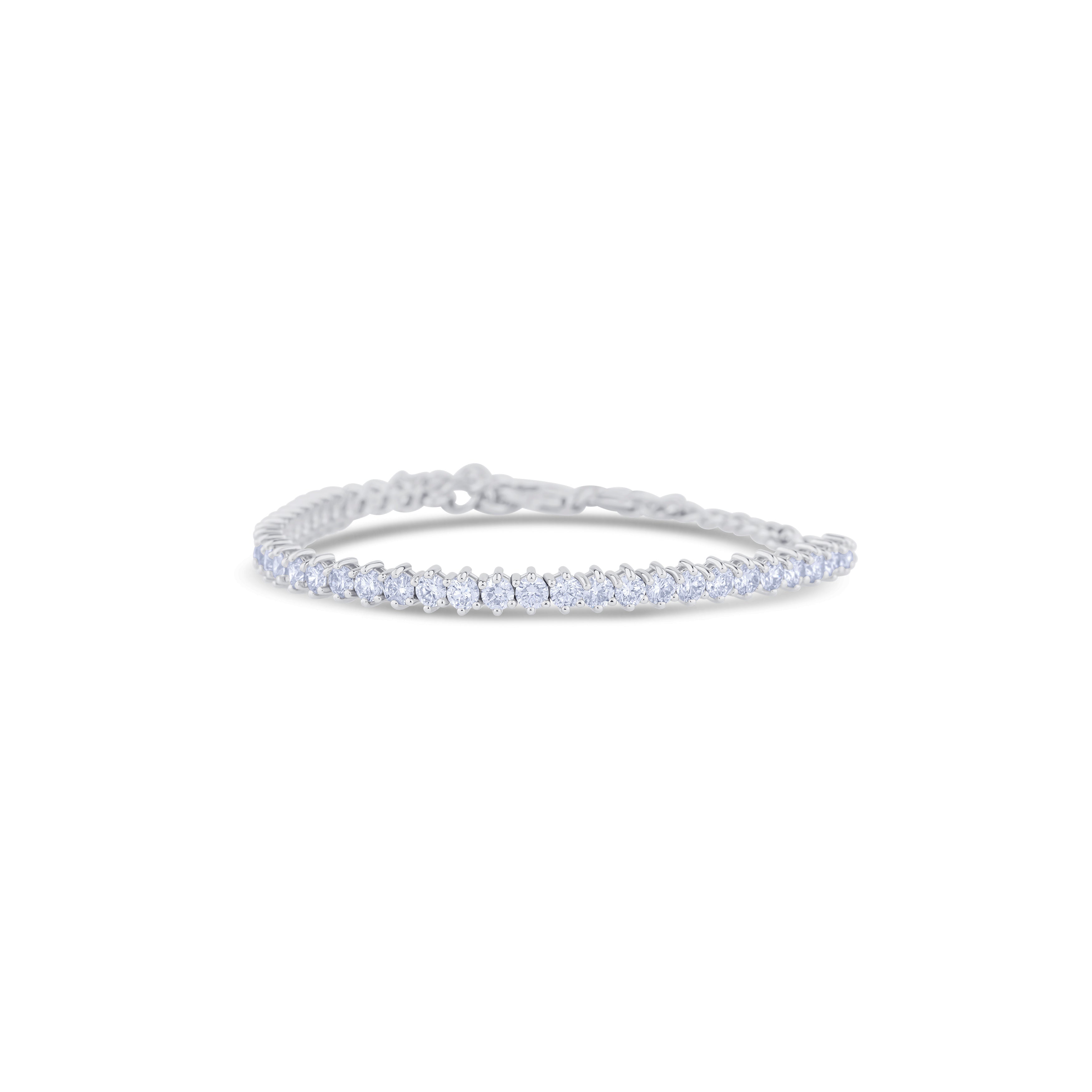 14K White Gold Round Cut Diamond Choker Tennis Bracelet