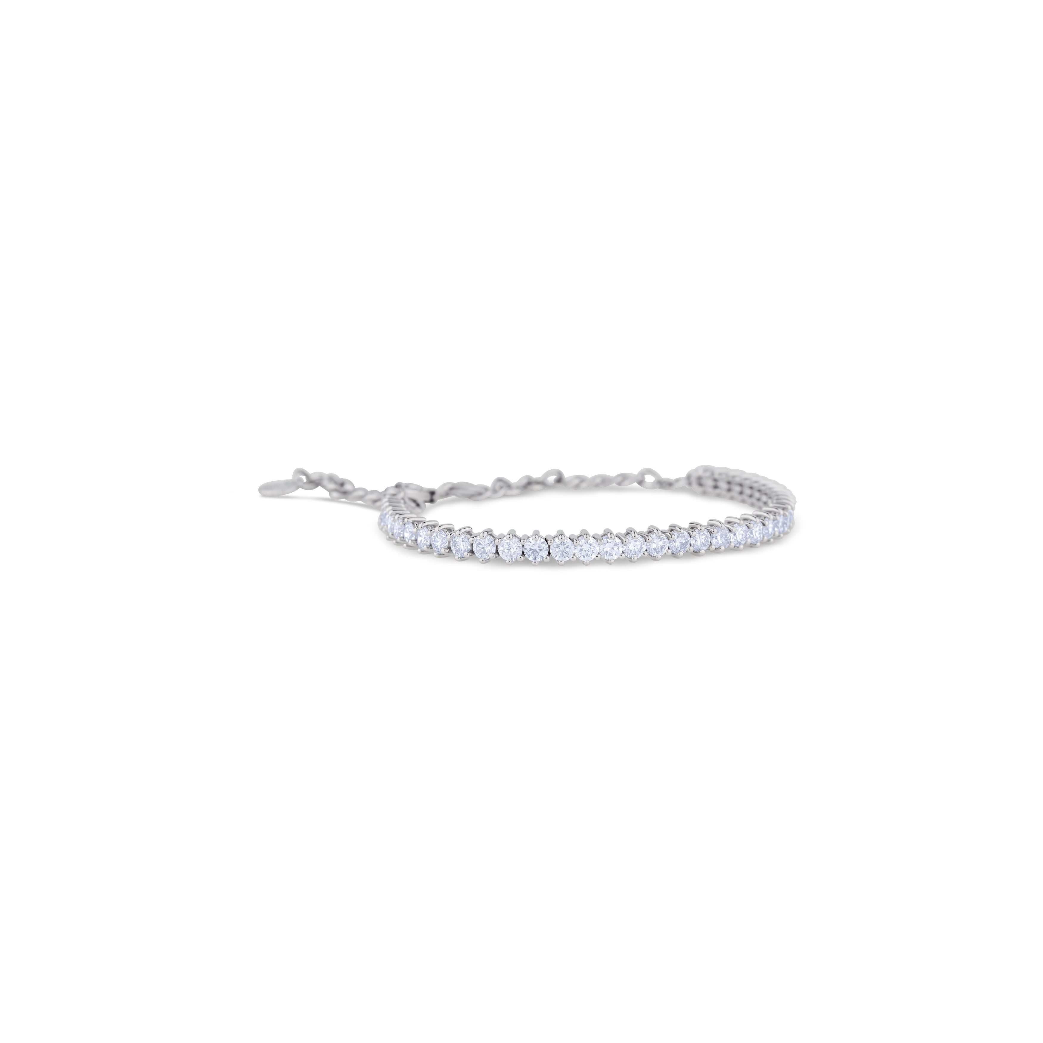 14K White Gold Round Cut Diamond Choker Tennis Bracelet