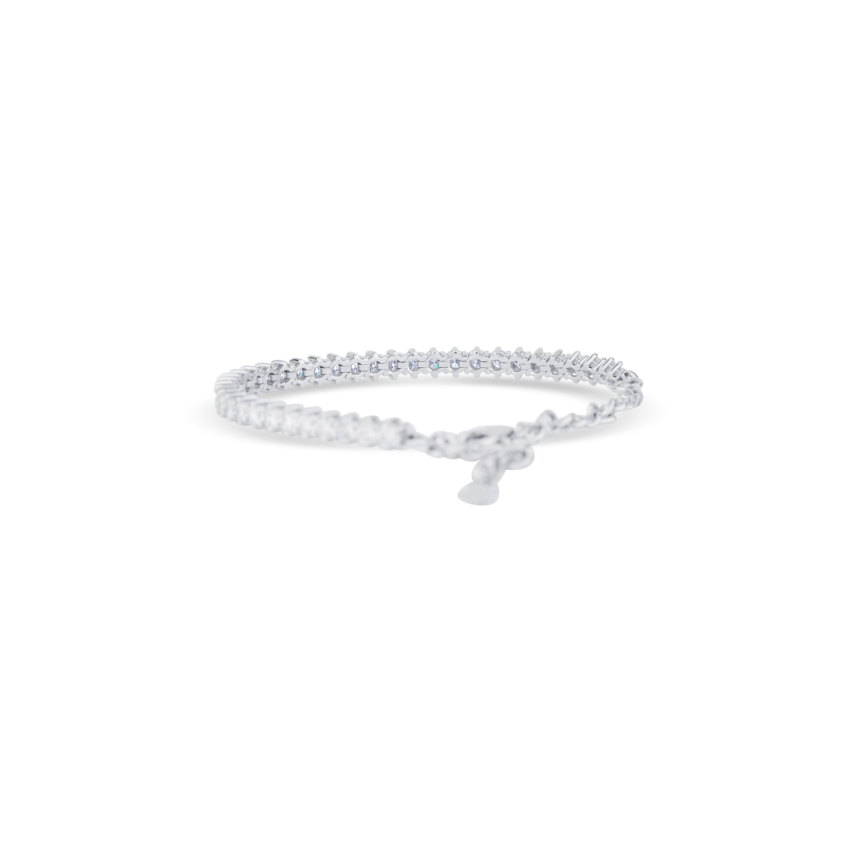 14K White Gold Round Cut Diamond Choker Tennis Bracelet