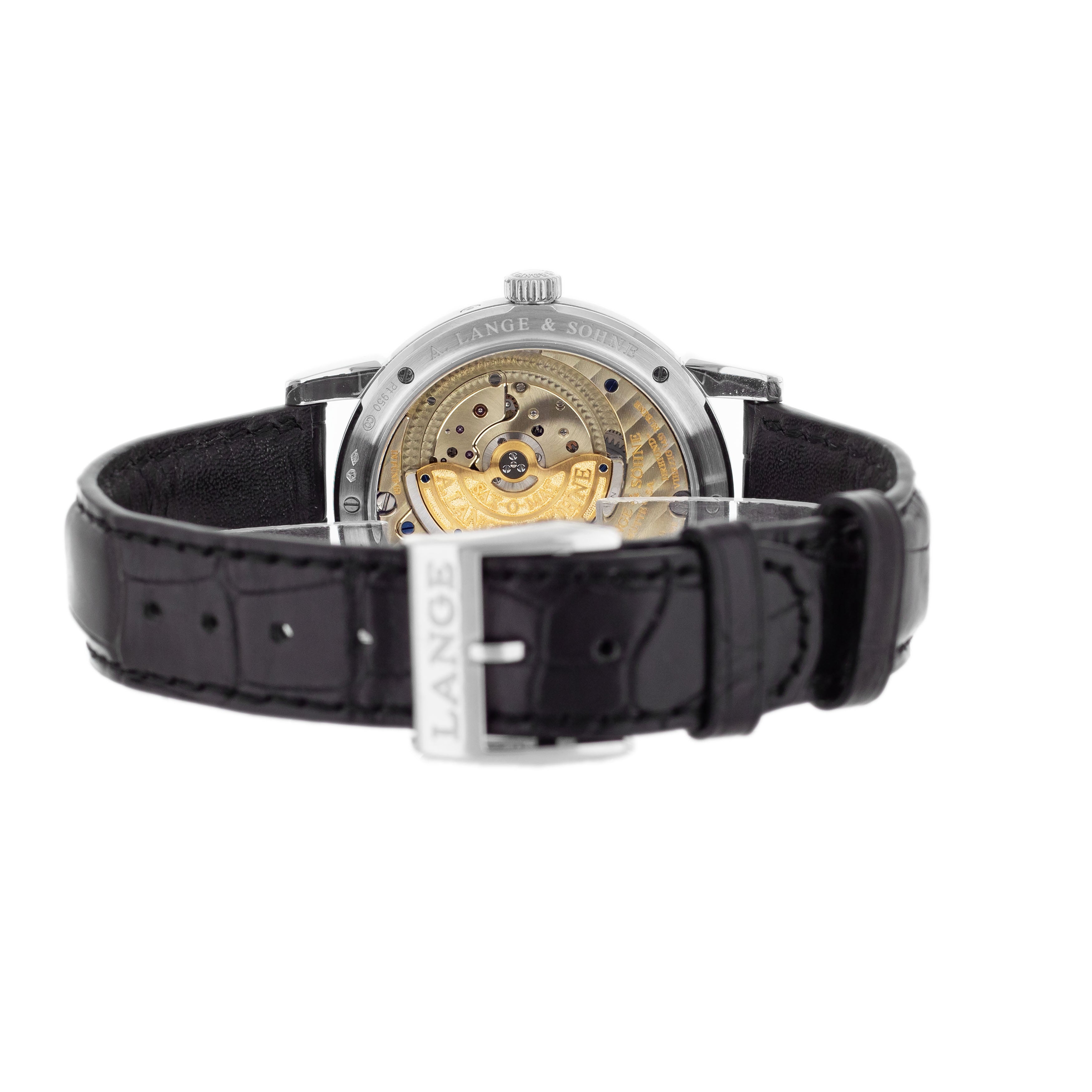 A. Lange and Sohne Saxonia Annual Calendar Platinum Silver Dial 38.5mm 330.025E