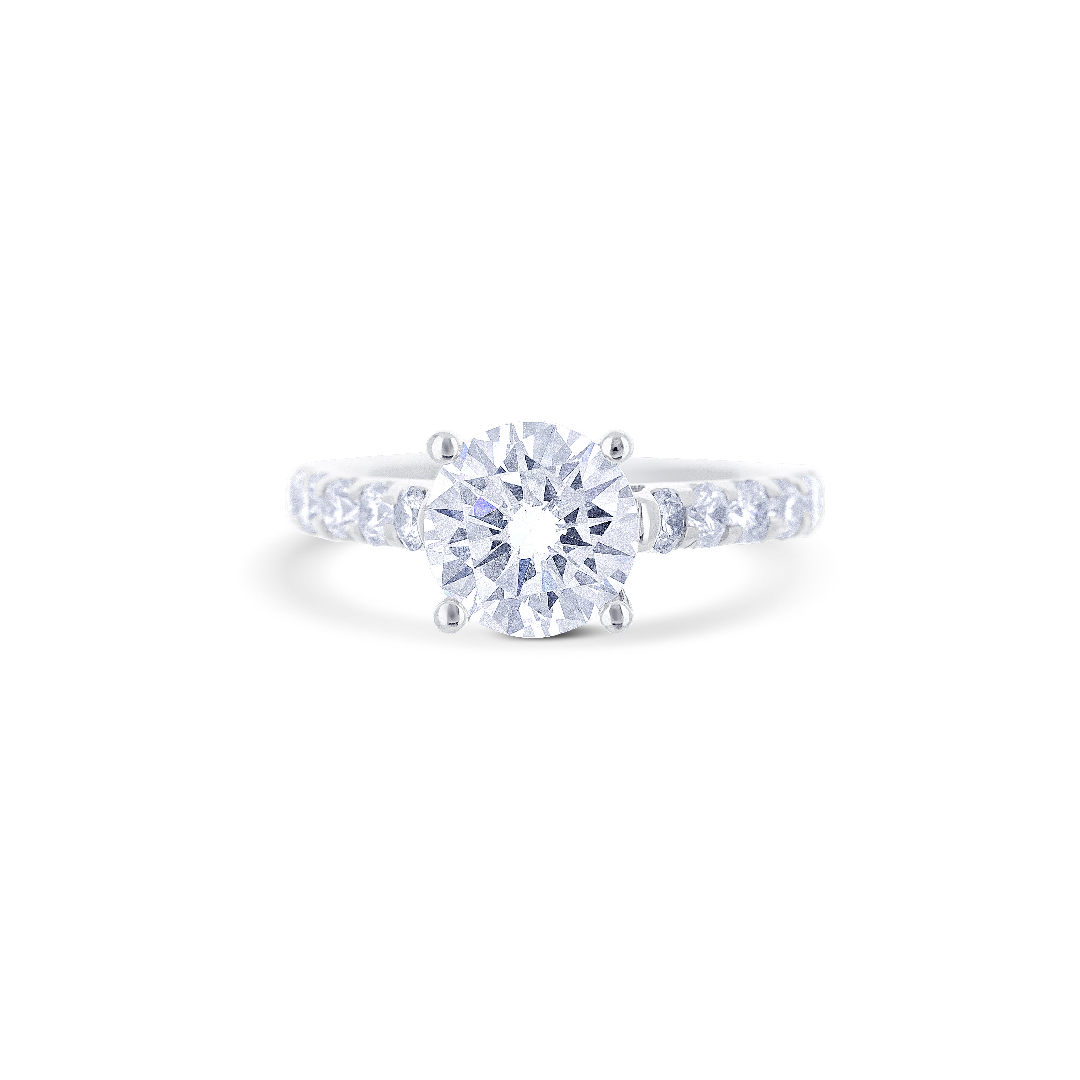 18K White Gold Round Diamond Shank Engagement Ring Setting