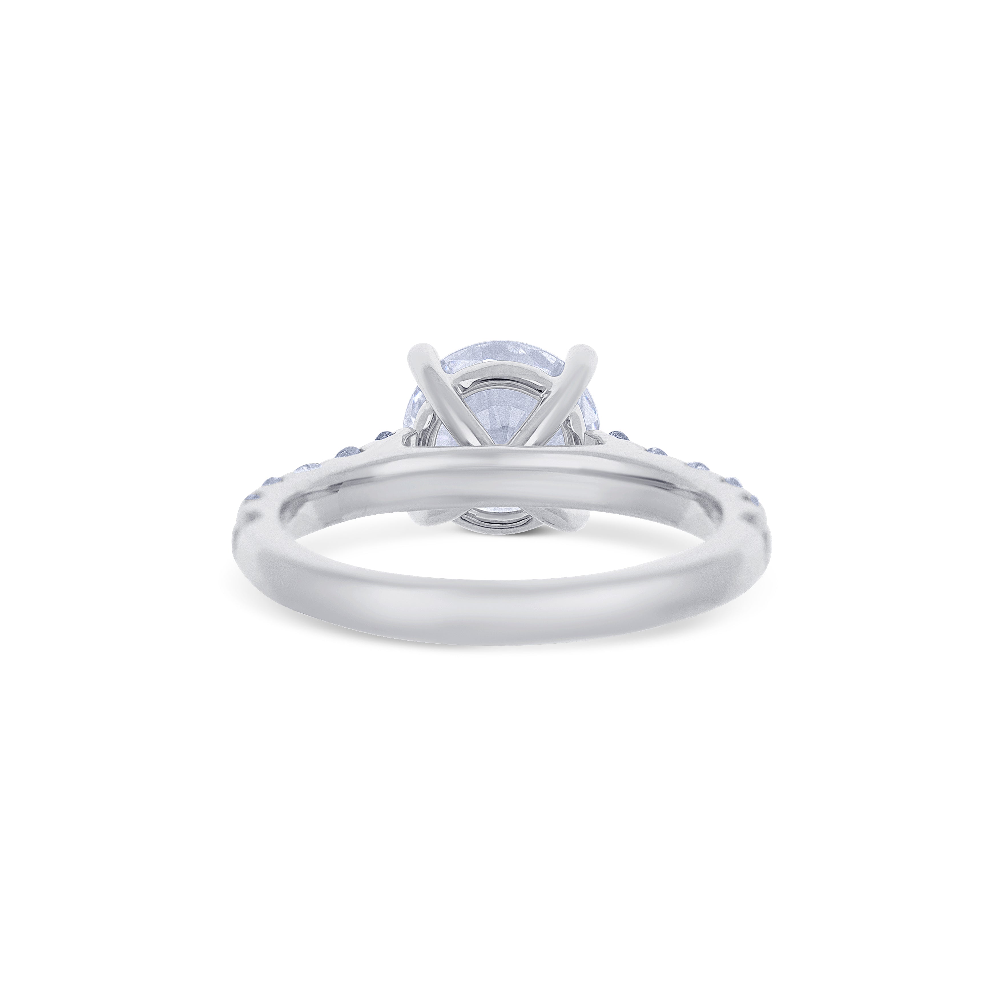 18K White Gold Round Diamond Shank Engagement Ring Setting