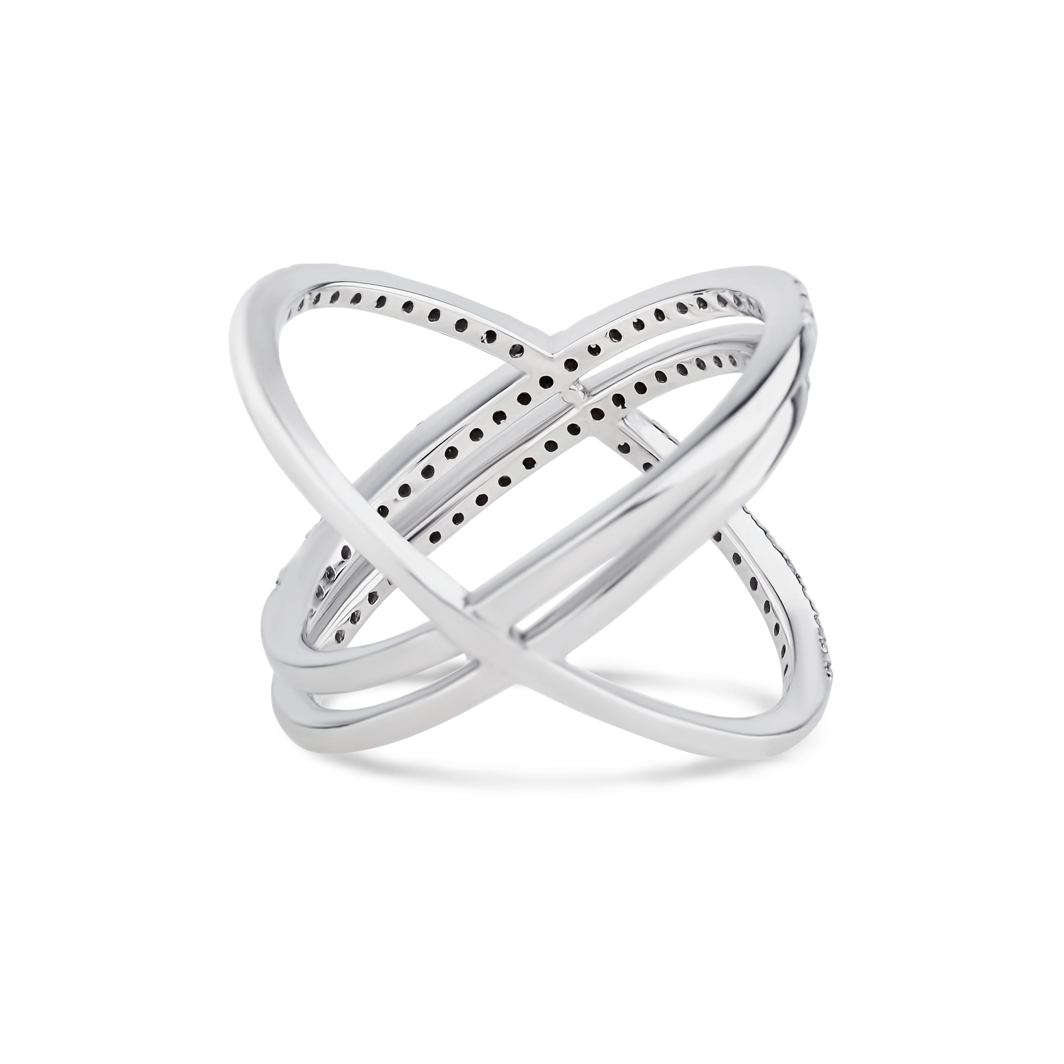 14K White Gold Round Cut Diamonds in a Single and Double Row Ring