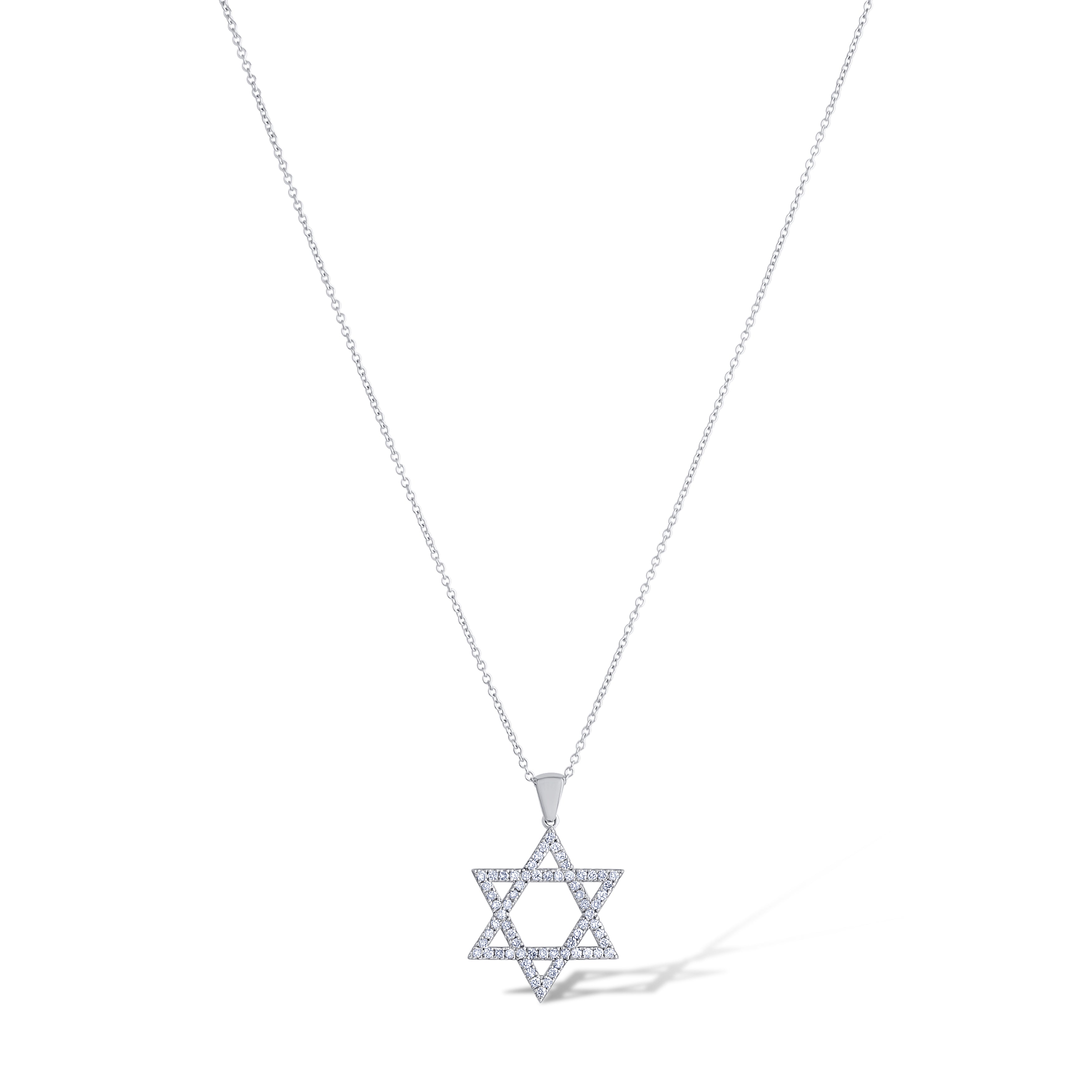 14K White Gold Megan Star of David with Round Cut Diamonds Necklace