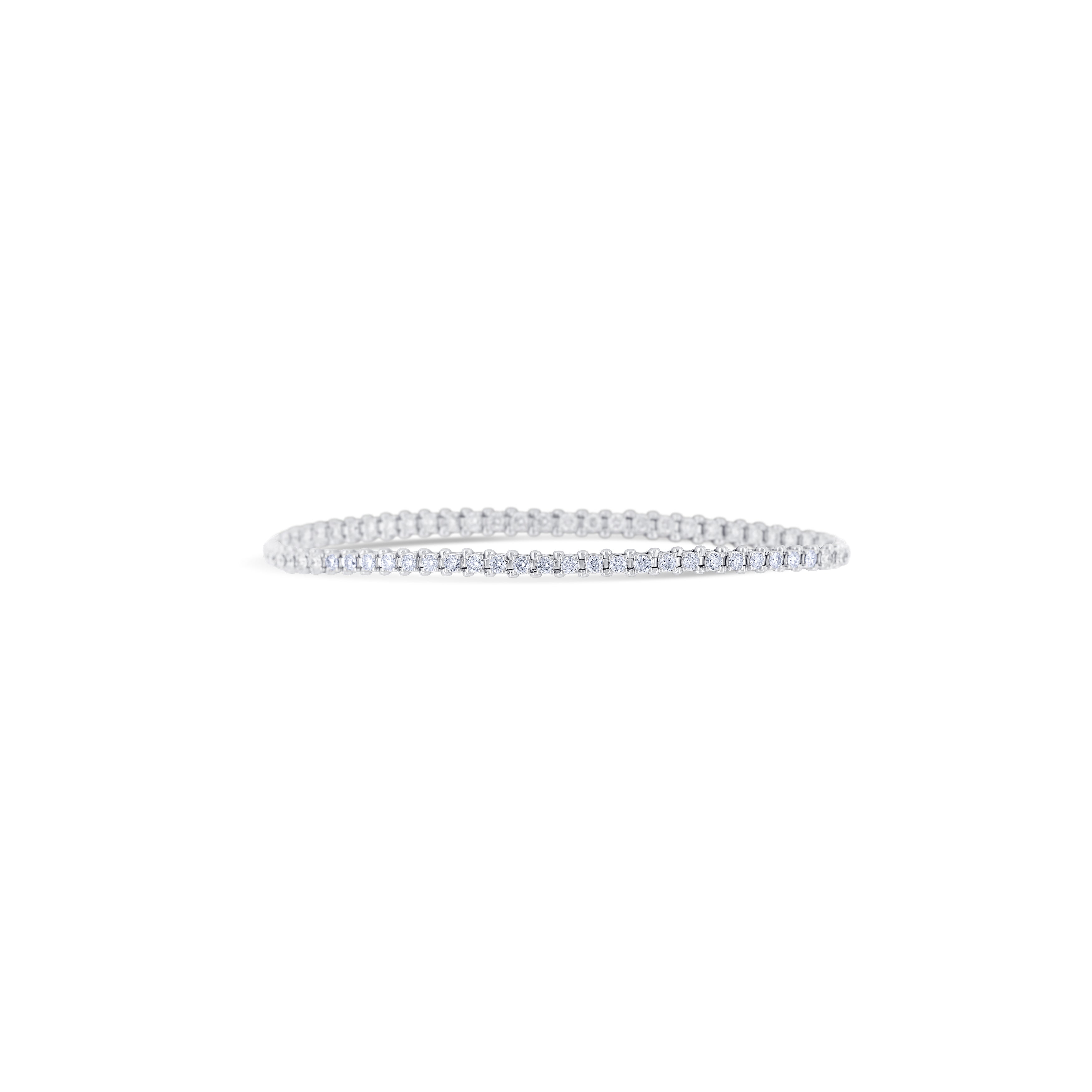 14K White Gold Round Cut Diamond Tennis Bracelet