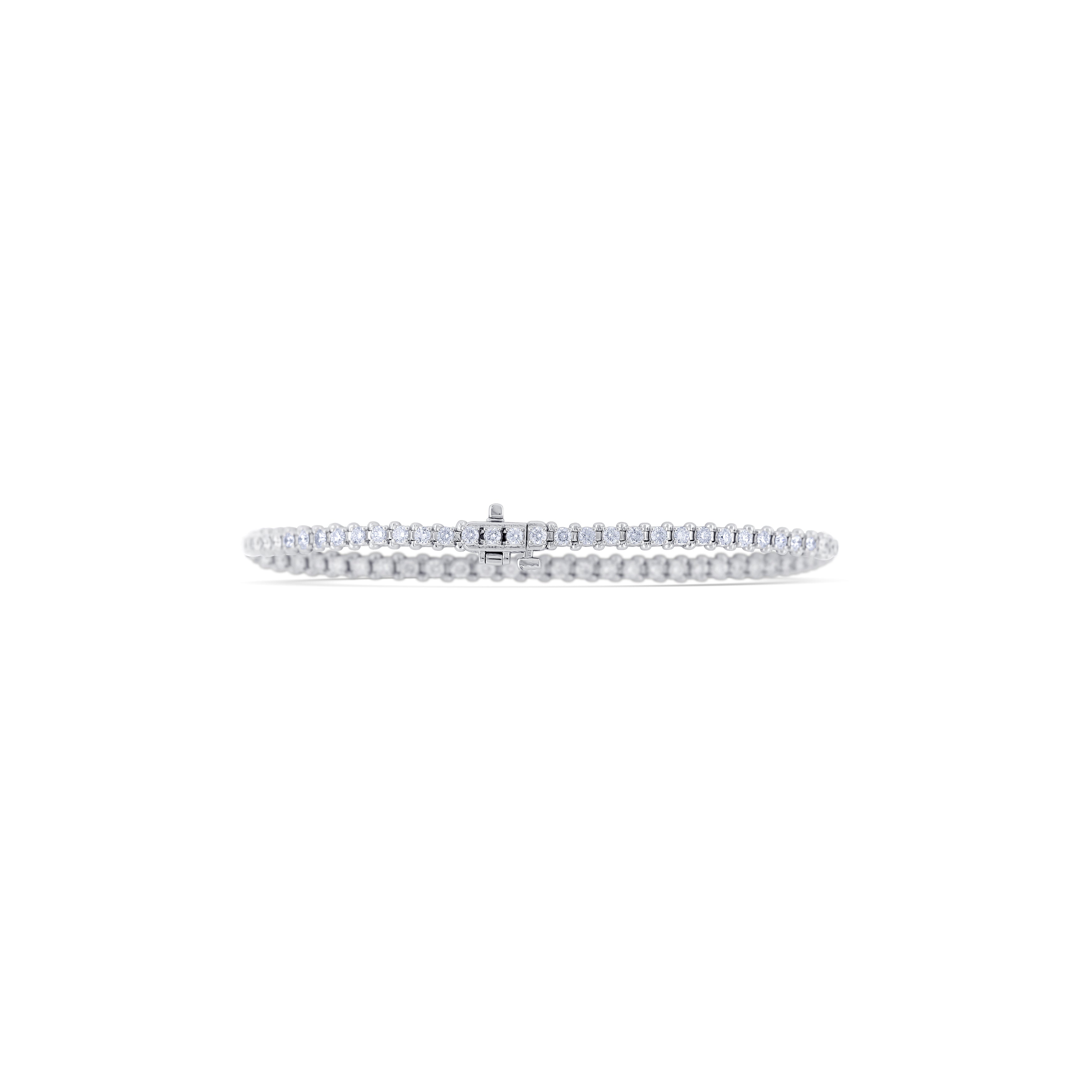 14K White Gold Round Cut Diamond Tennis Bracelet