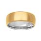 14K White Gold and 14K Yellow Gold Satin Finish Rolled Edge Wedding Band 7mm