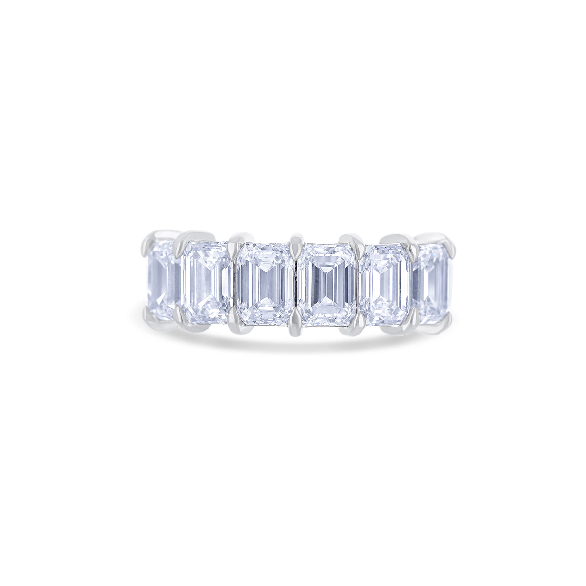 18K White Gold Emerald Cut 6-Stone Diamond Band