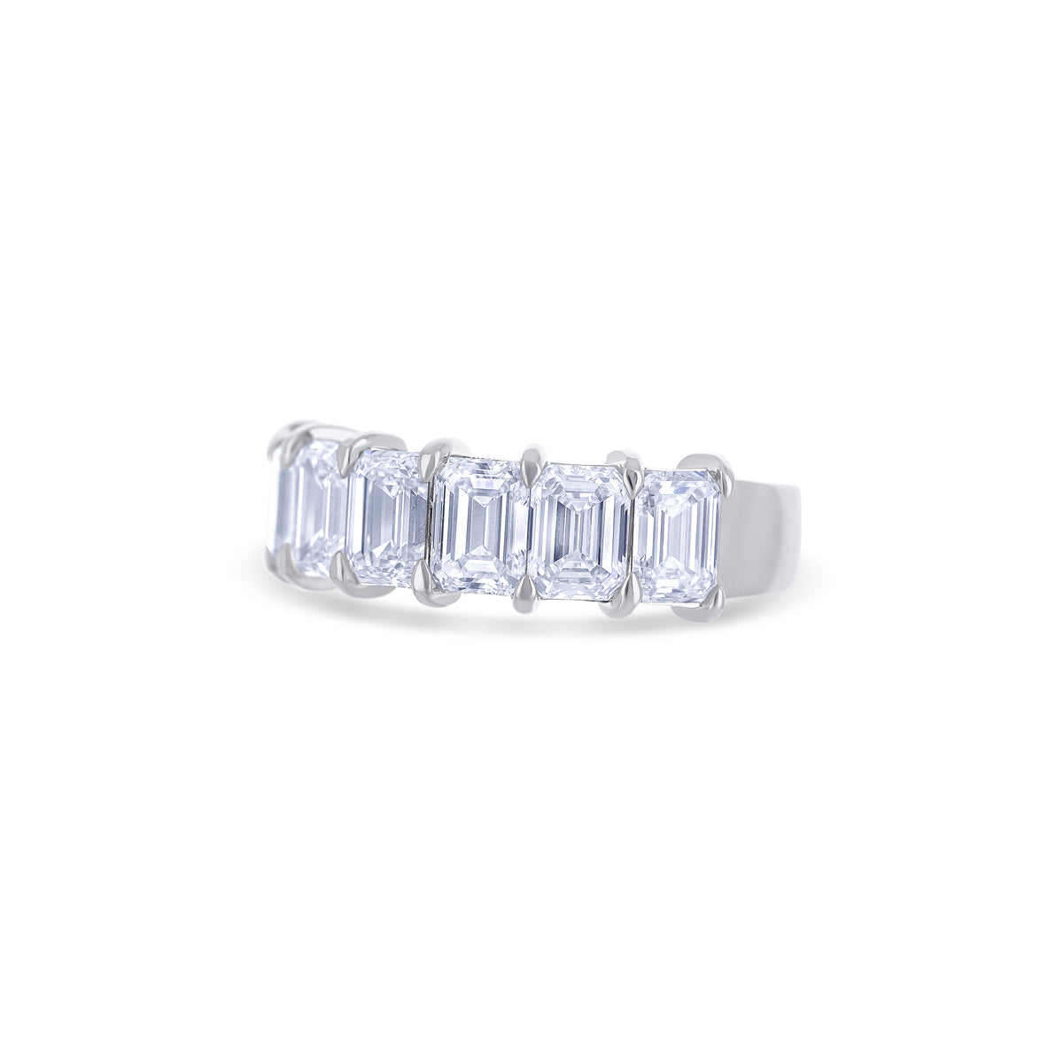 18K White Gold Emerald Cut 6-Stone Diamond Band