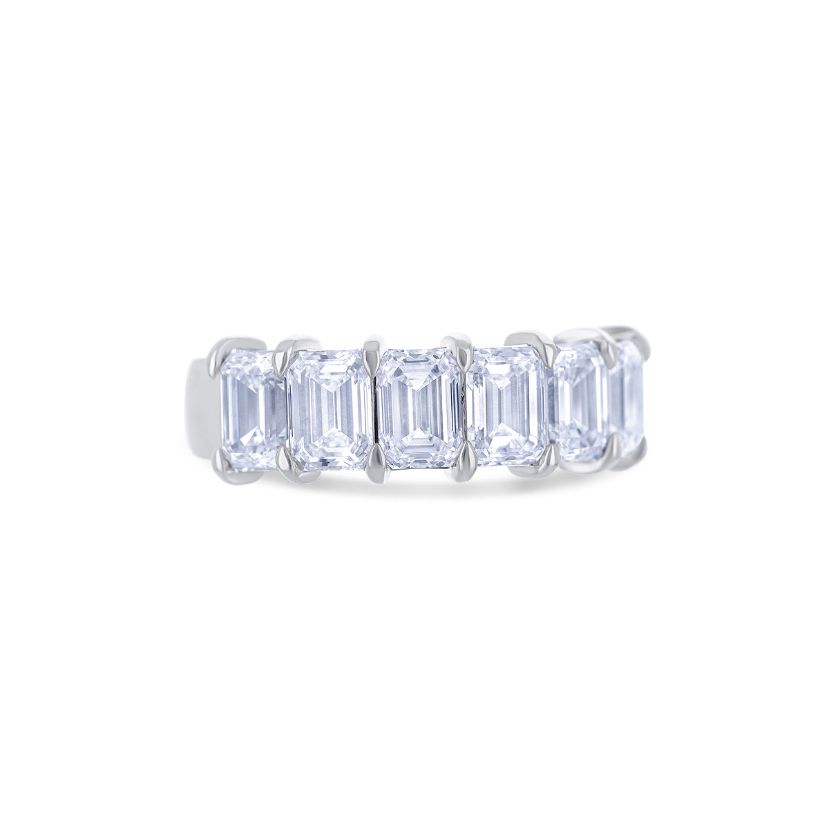 18K White Gold Emerald Cut 6-Stone Diamond Band