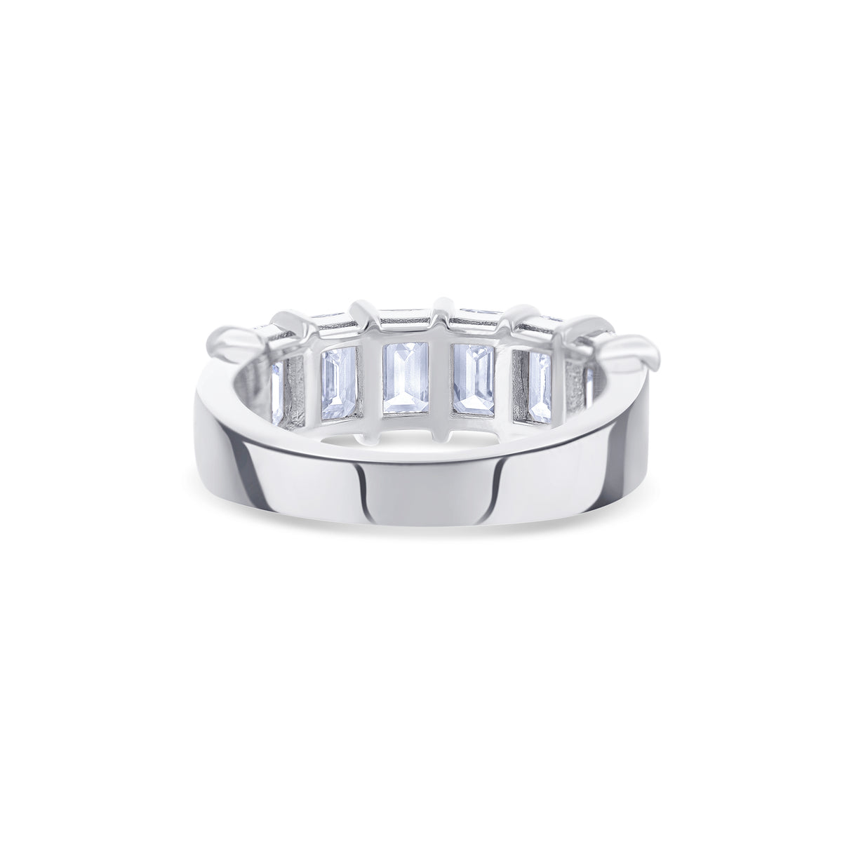 18K White Gold Emerald Cut 6-Stone Diamond Band