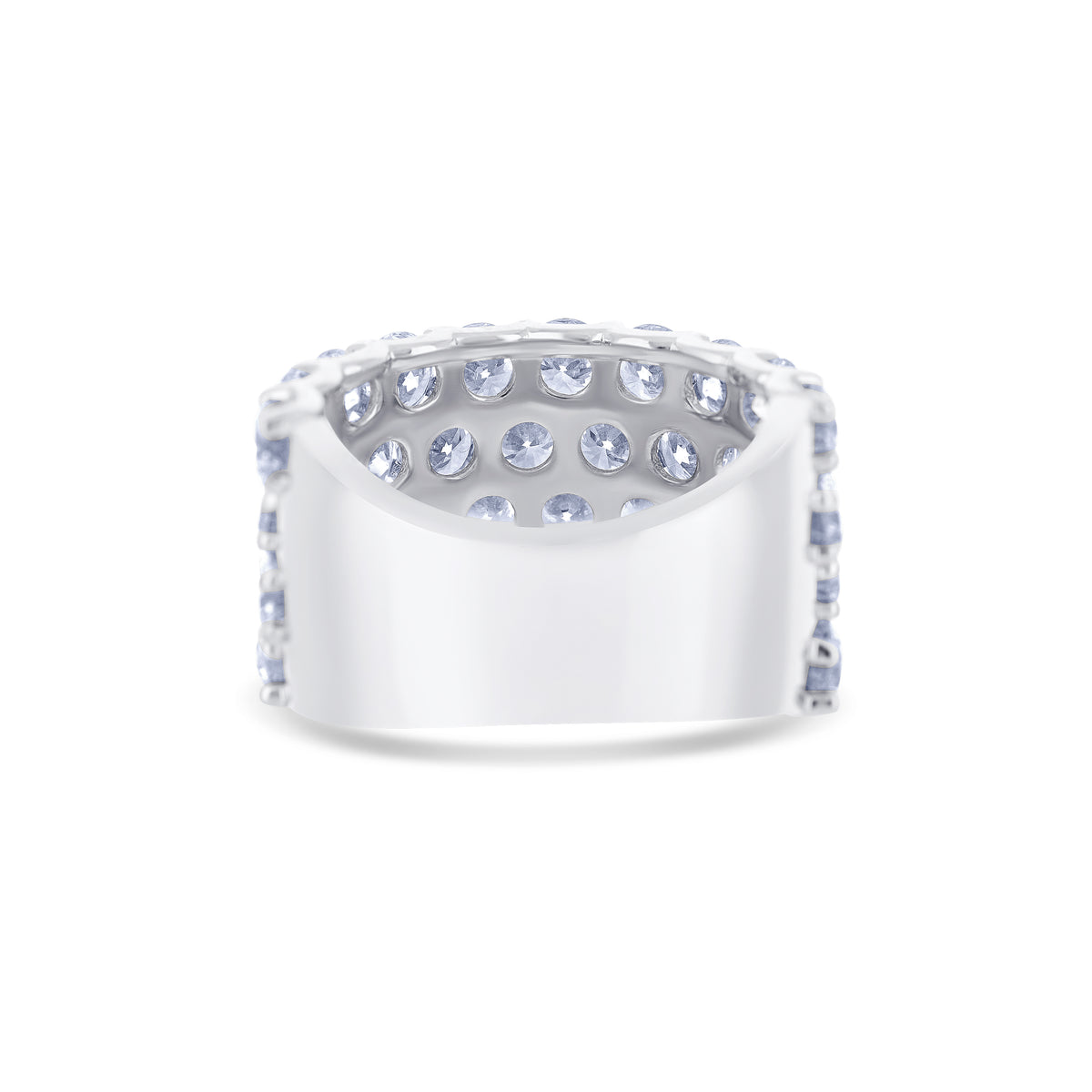 18K White Gold Round Cut 4-Row Diamond Band