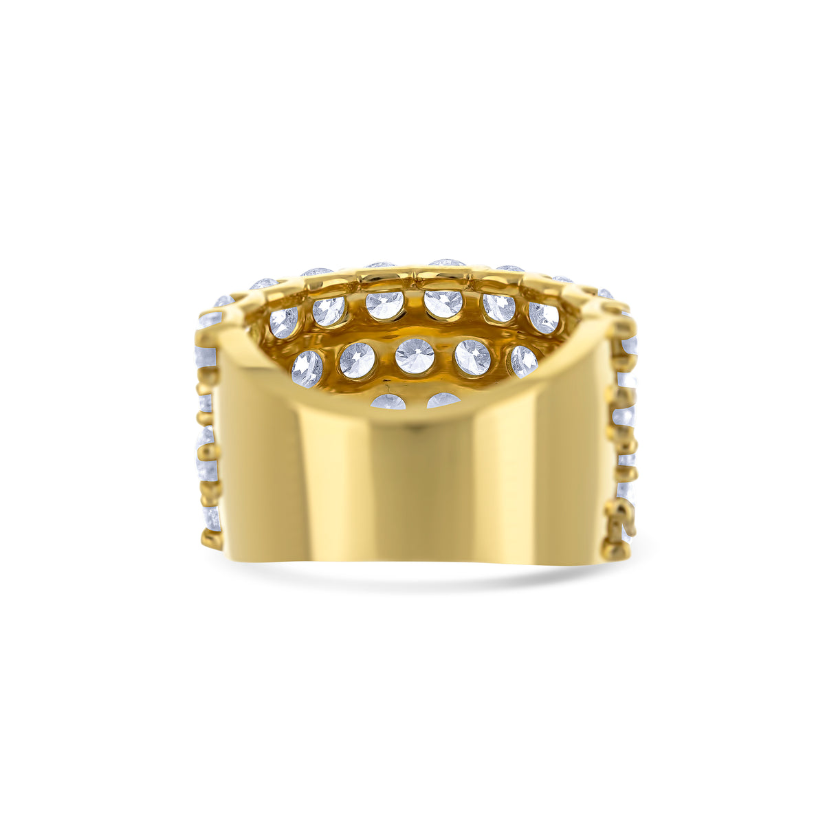 18K Yellow Gold Round Cut 4-Row Diamond Band