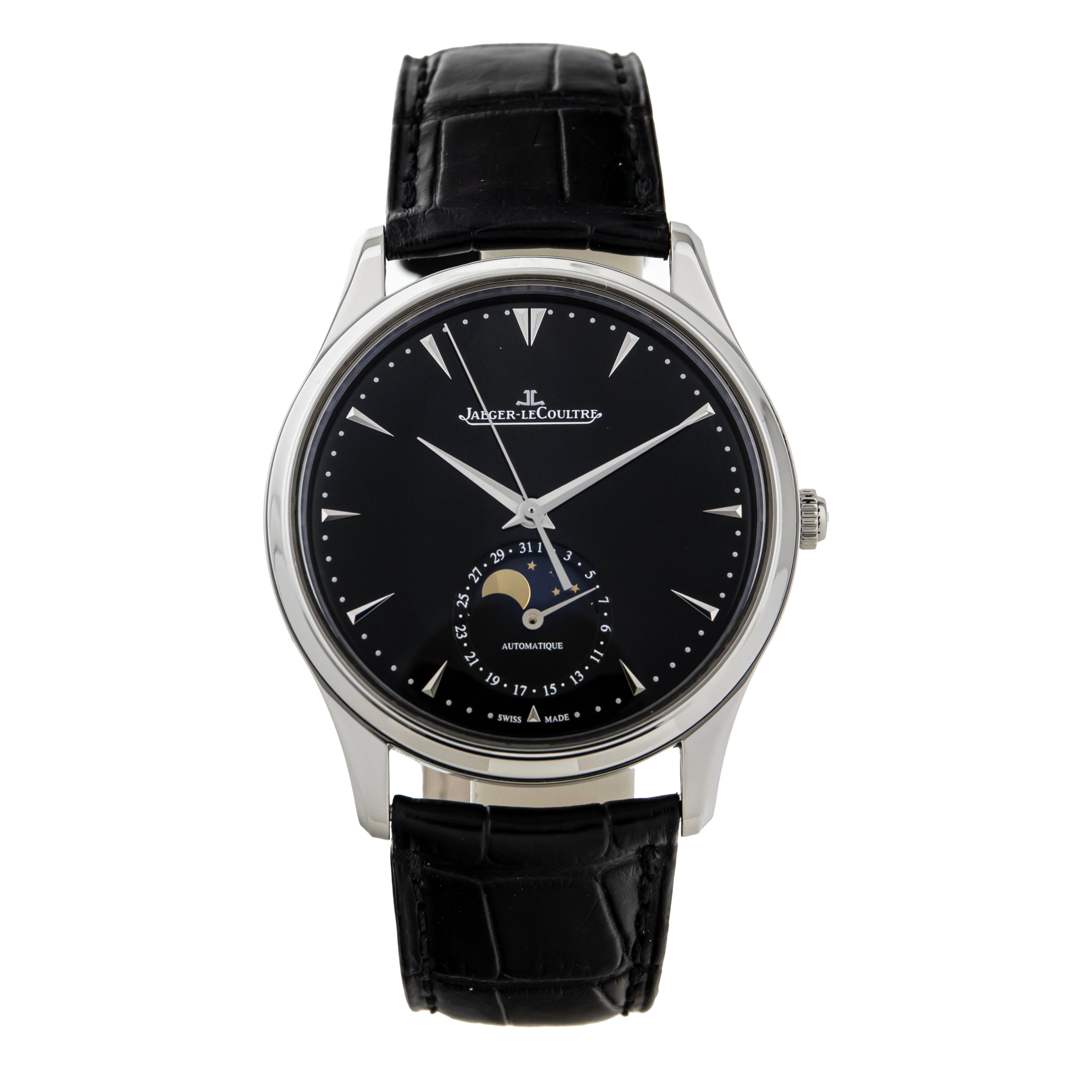 Jaeger-LeCoultre Master Ultra Thin Moon Steel Black Dial 39mm Q1368470 Full Set