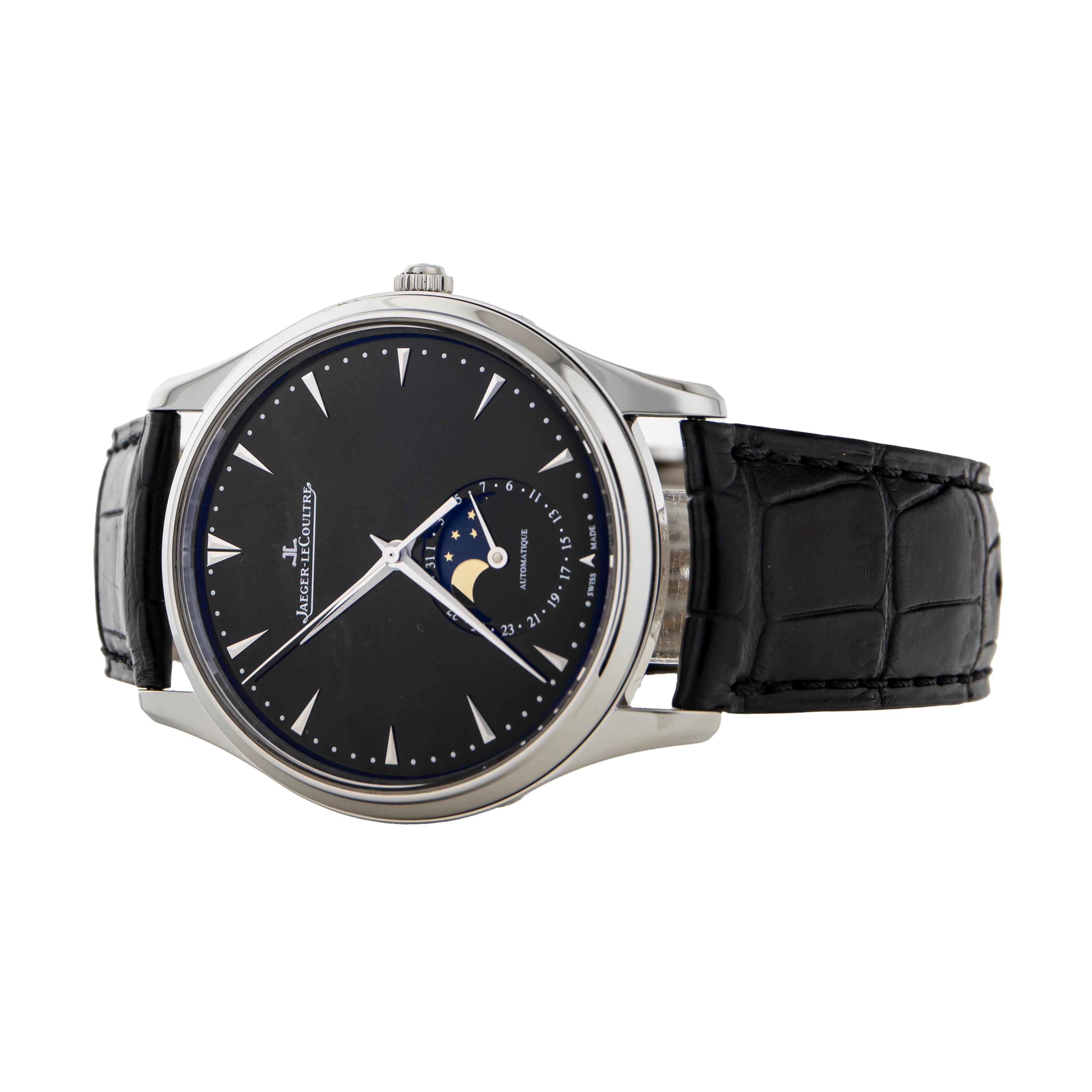Jaeger-LeCoultre Master Ultra Thin Moon Steel Black Dial 39mm Q1368470 Full Set