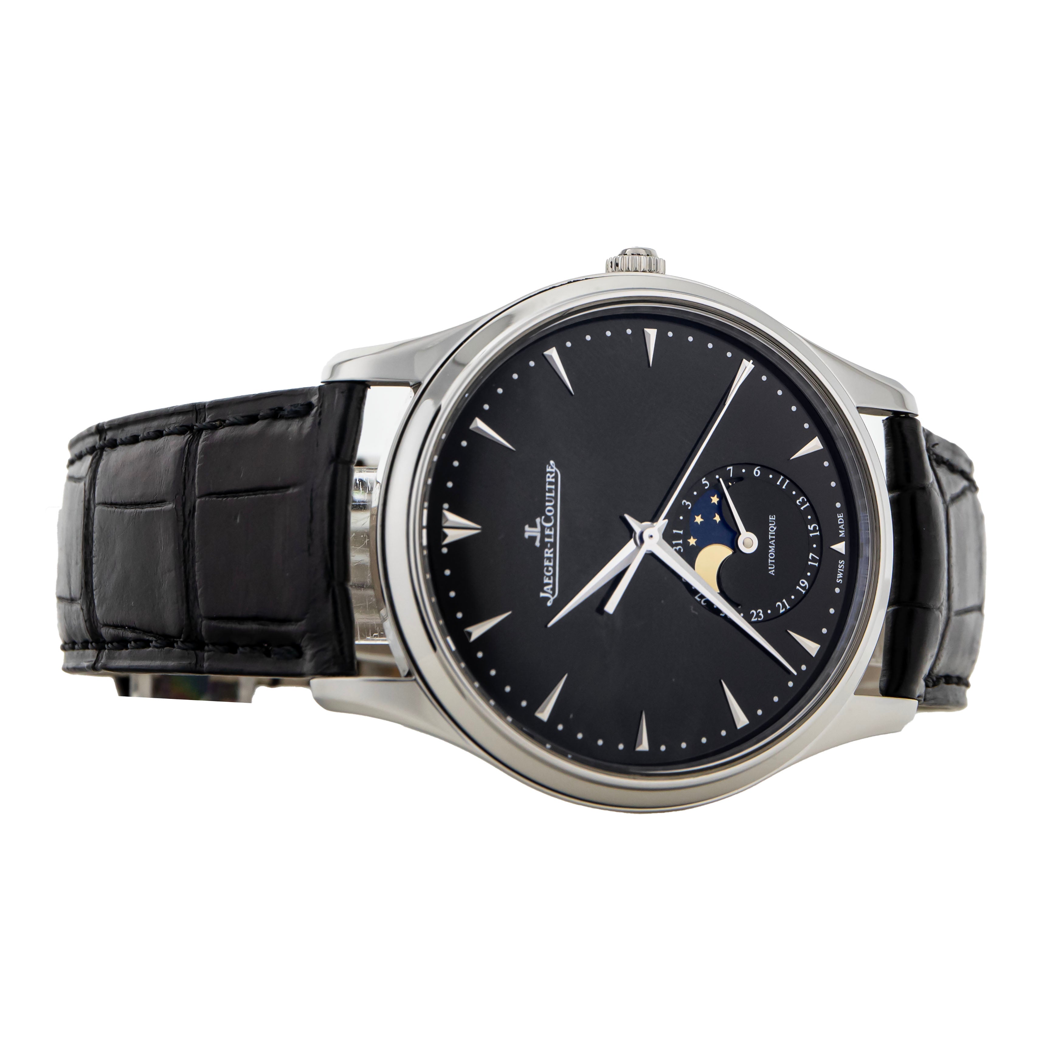 Jaeger-LeCoultre Master Ultra Thin Moon Steel Black Dial 39mm Q1368470 Full Set
