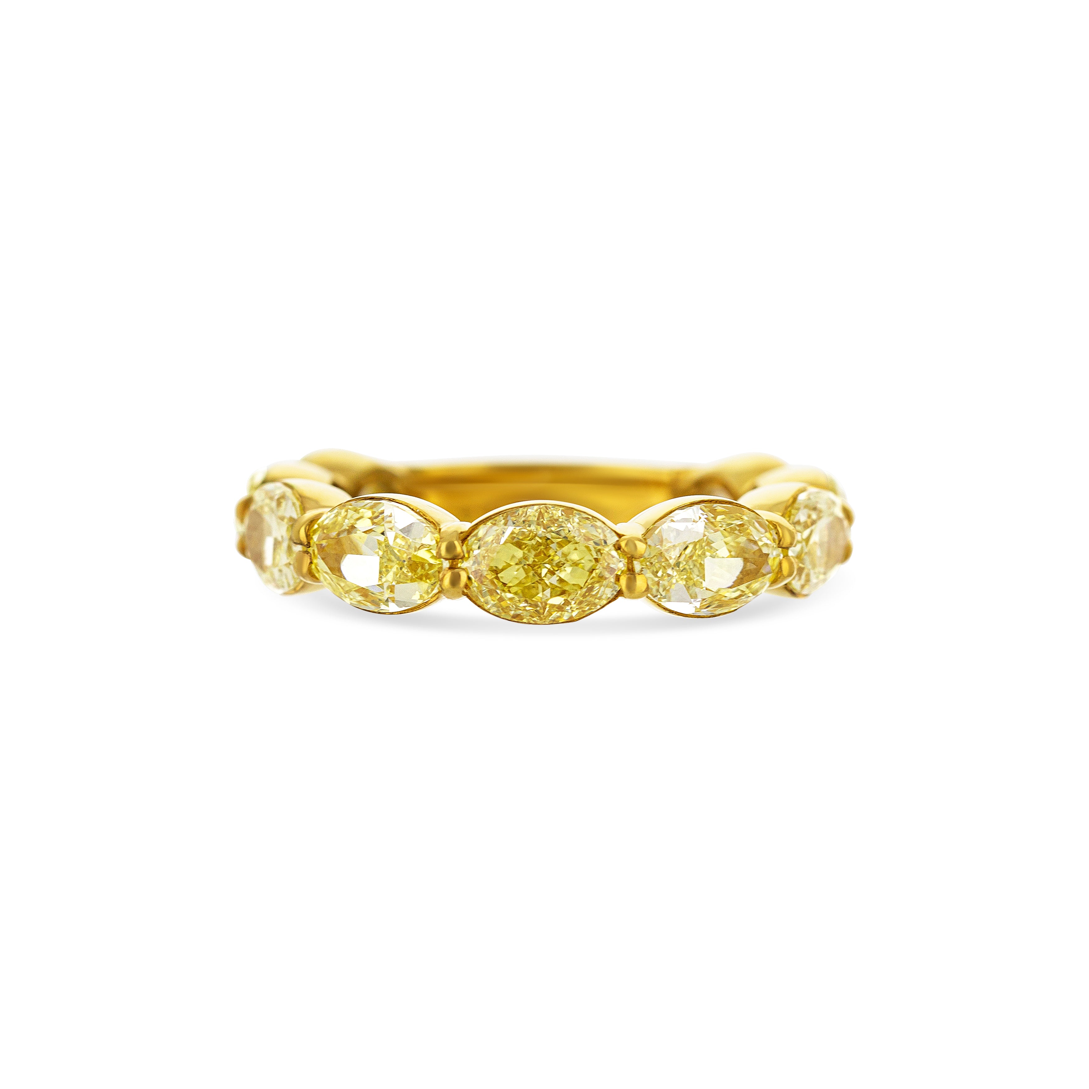 18K Yellow Gold Fancy Yellow Oval Cut Diamond Band