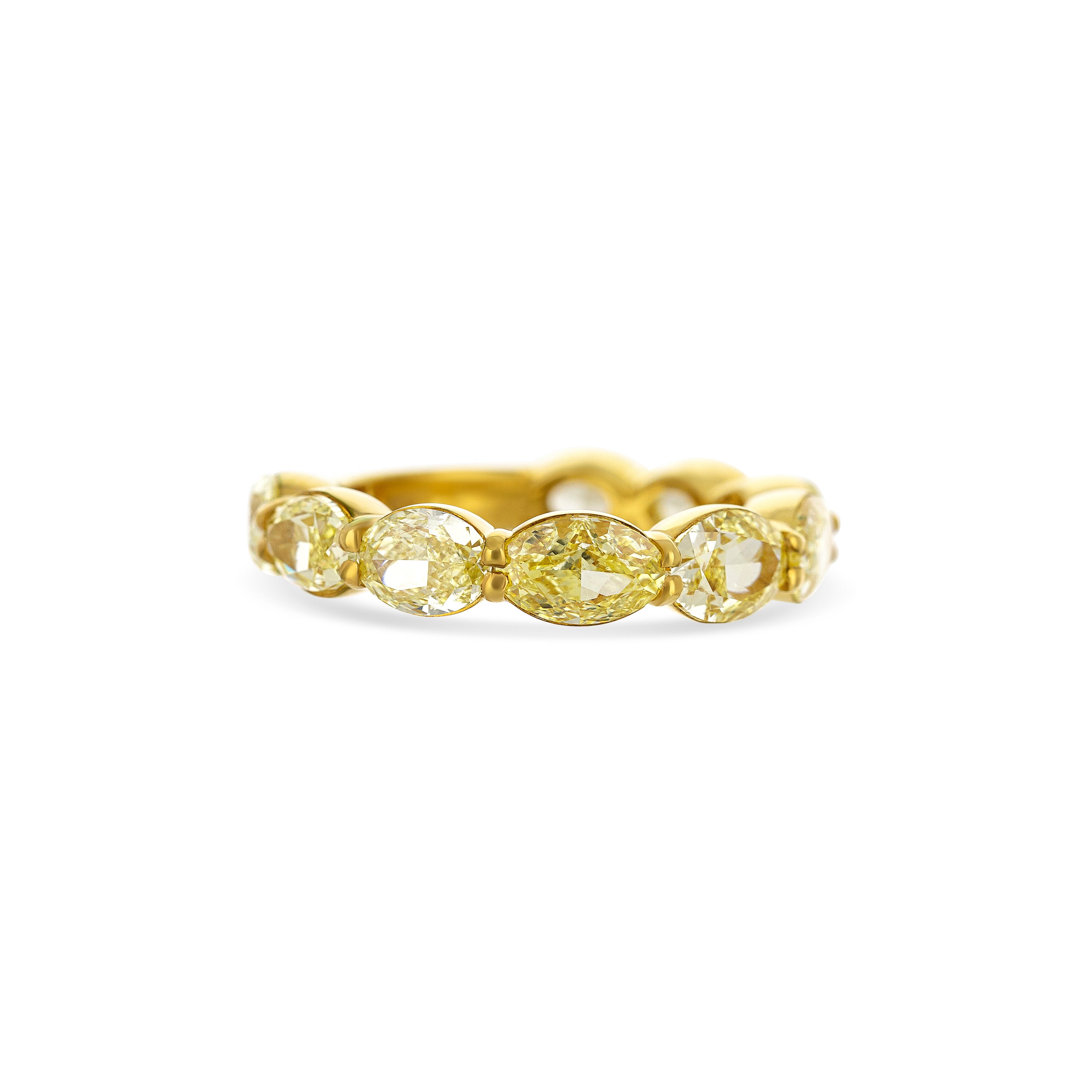 18K Yellow Gold Fancy Yellow Oval Cut Diamond Band