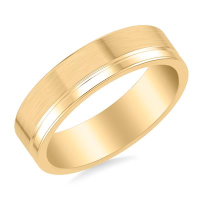14K Yellow Gold Wedding Band 6mm