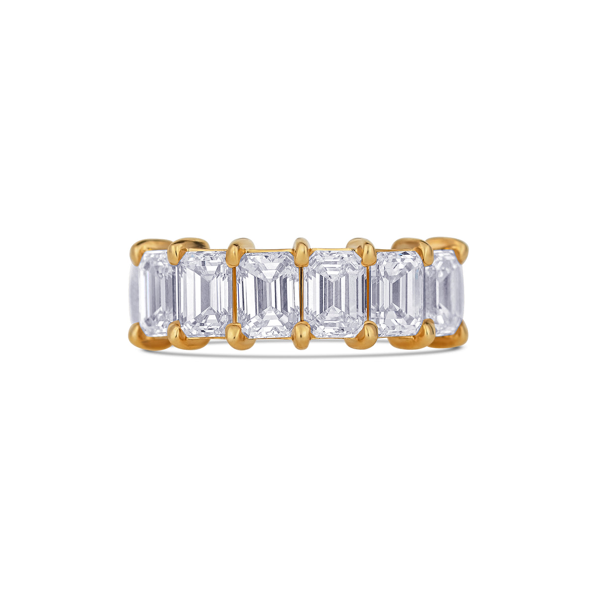 18K Yellow Gold Emerald Cut Diamond Halfway Wedding Band | Burdeen's ...
