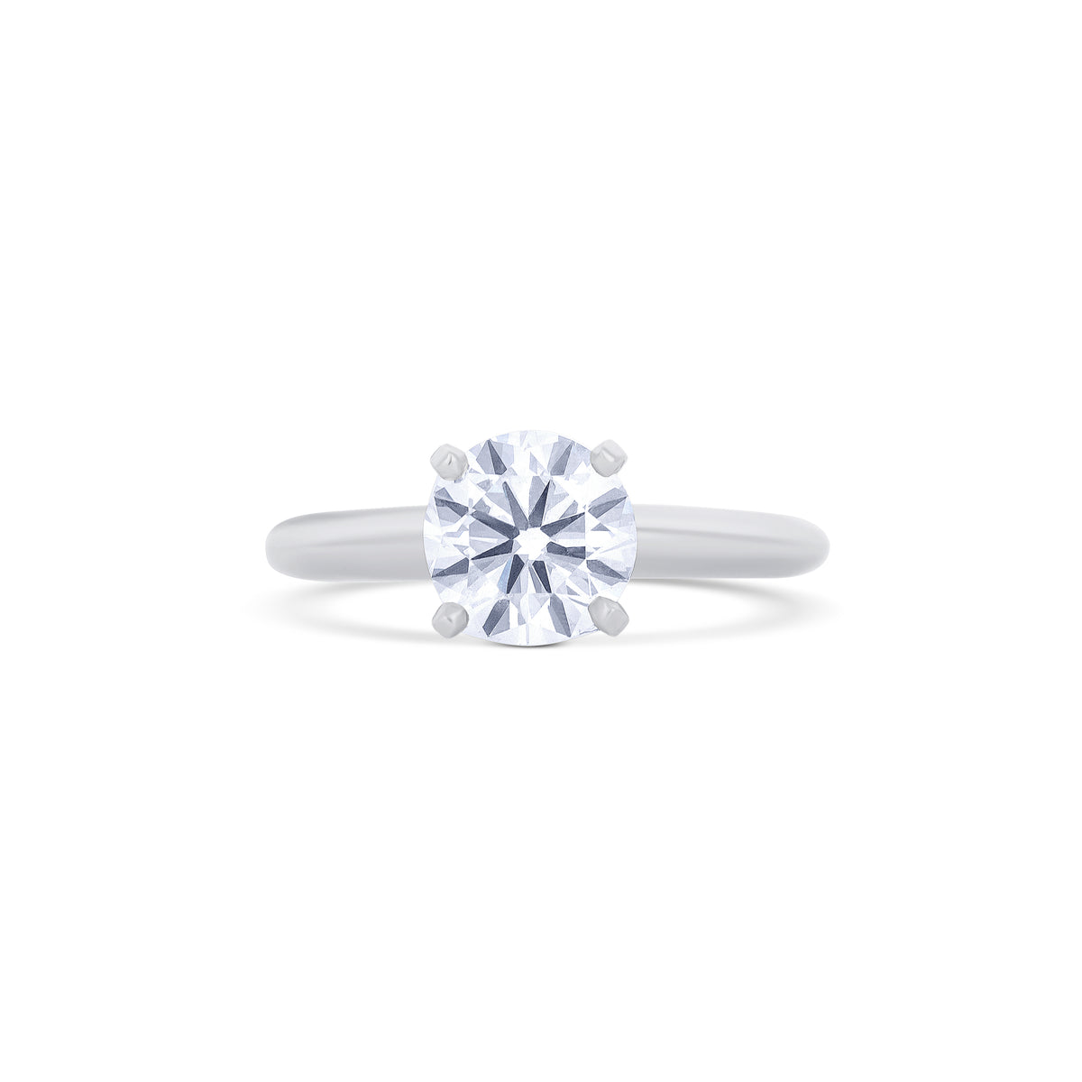 18K White Gold Brilliant Round Cut Diamond Solitaire Engagement Ring