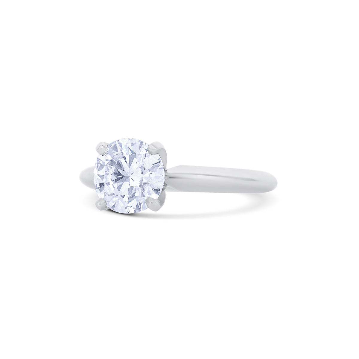 18K White Gold Brilliant Round Cut Diamond Solitaire Engagement Ring