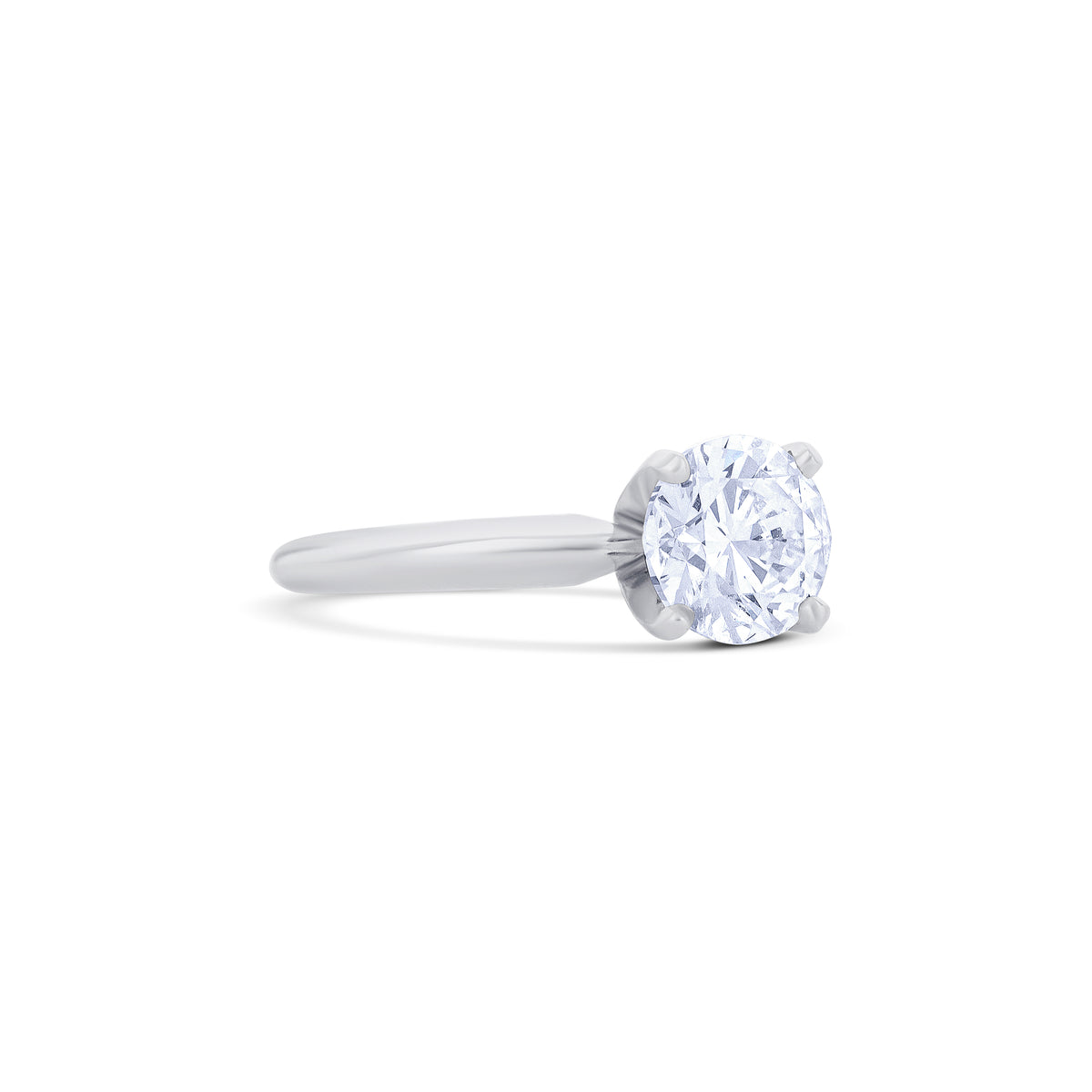 18K White Gold Brilliant Round Cut Diamond Solitaire Engagement Ring