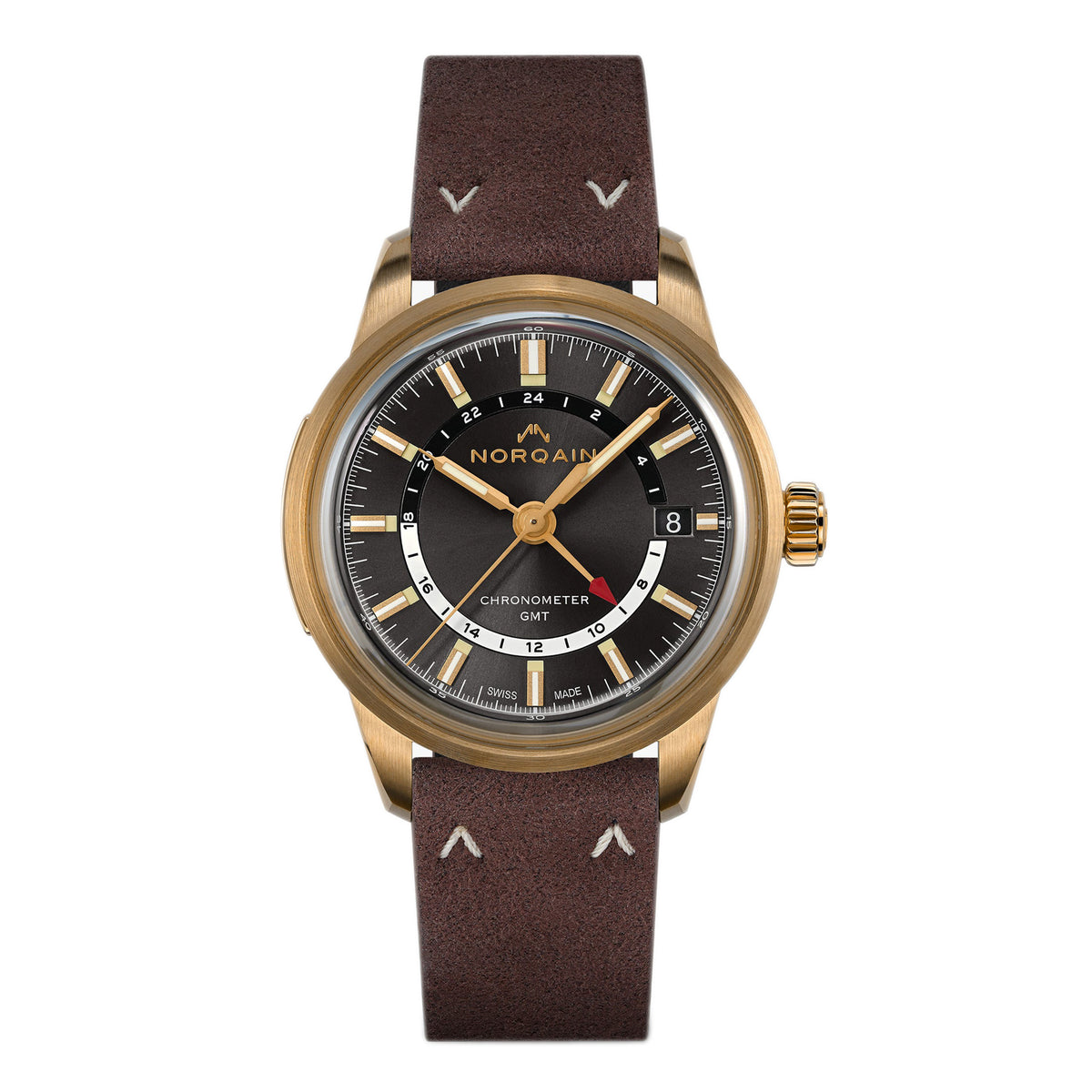 Norqain Freedom 60 GMT Bronze Watch, 40mm Black Dial, N2100.22Z02.G01.V01