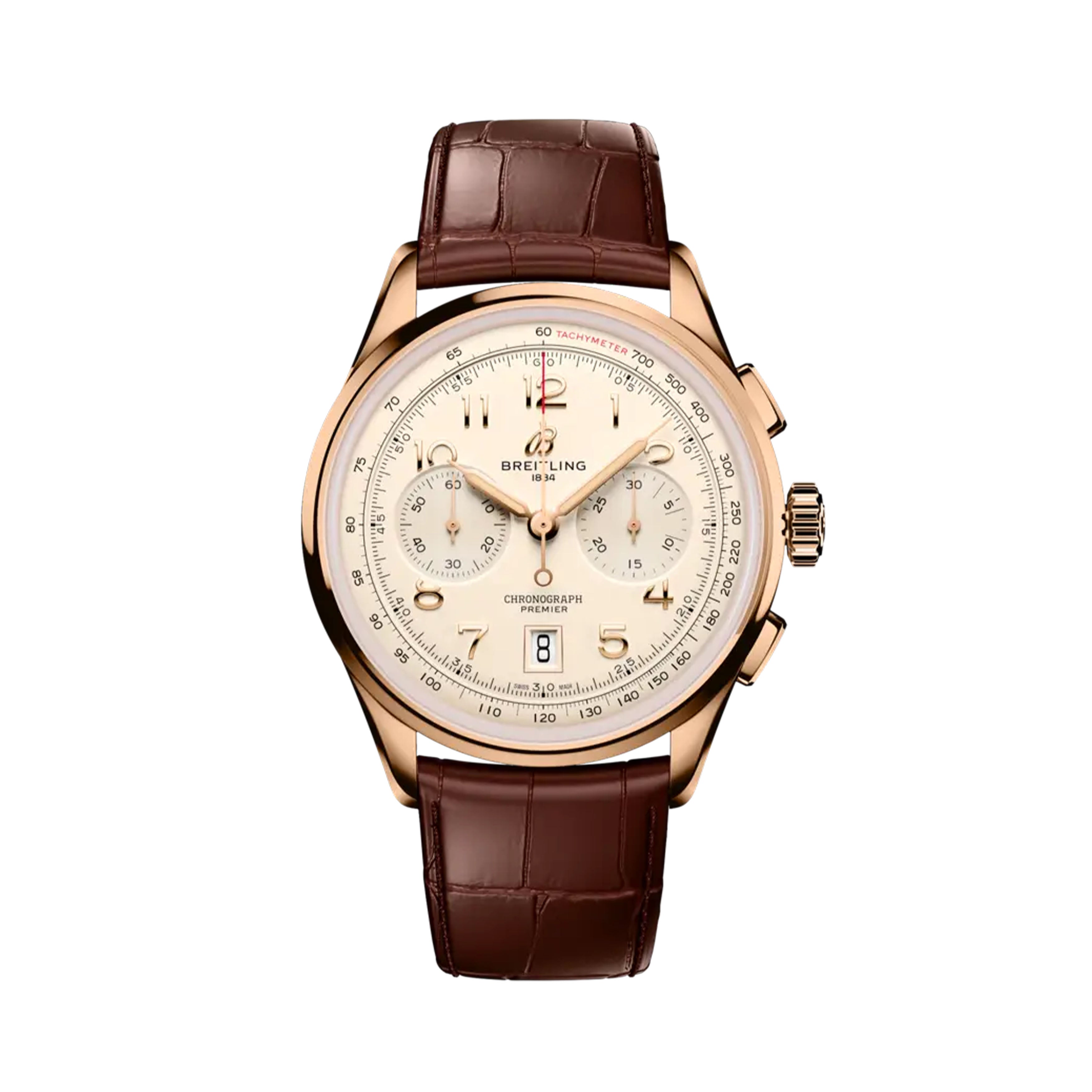 Breitling Premier B01 Chronograph Watch, 42mm Beige Dial, RB0145371G1P2