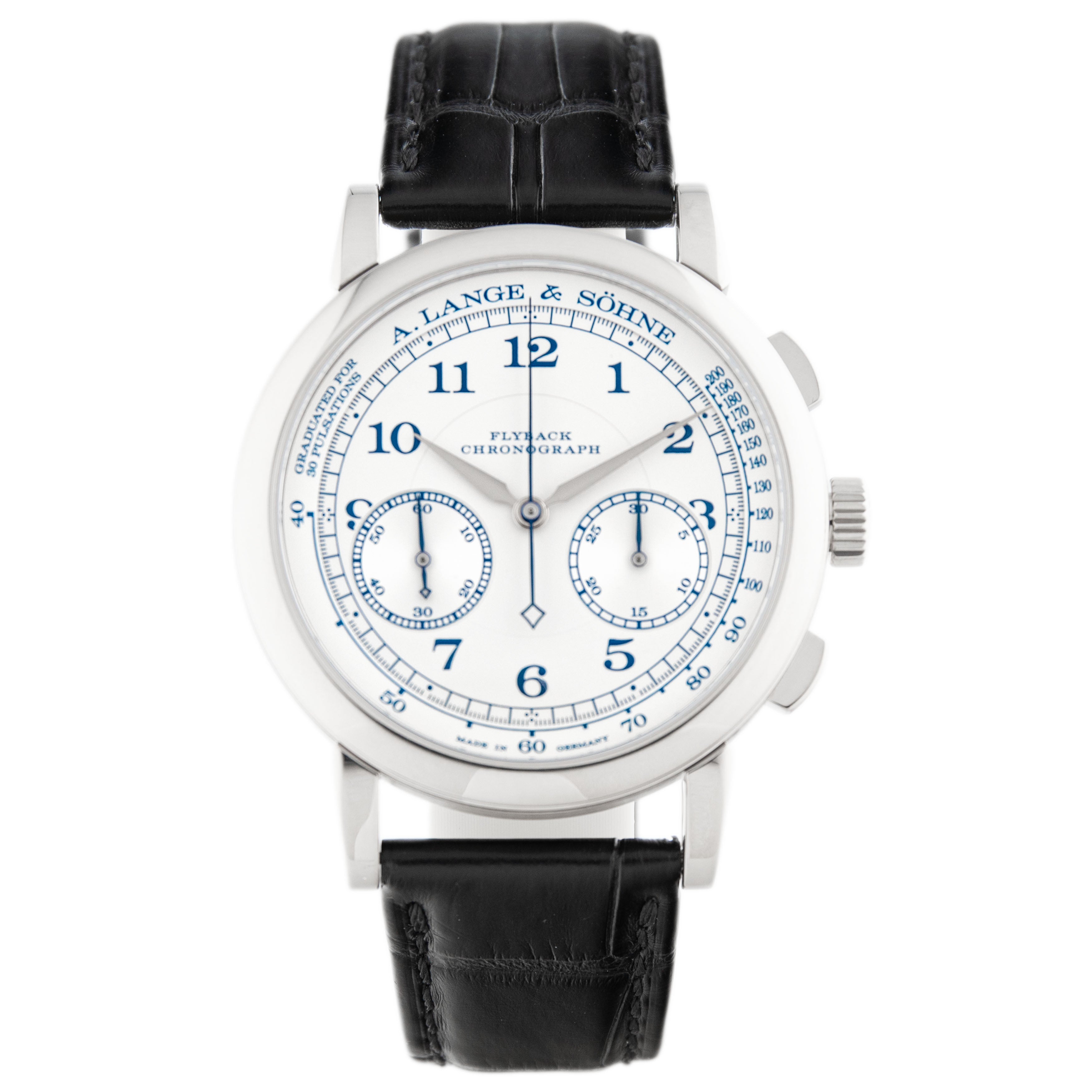 A. Lange & Sohne 1815 Flyback Chronograph White Gold Silver Dial 39.5mm 414.026 Full Set