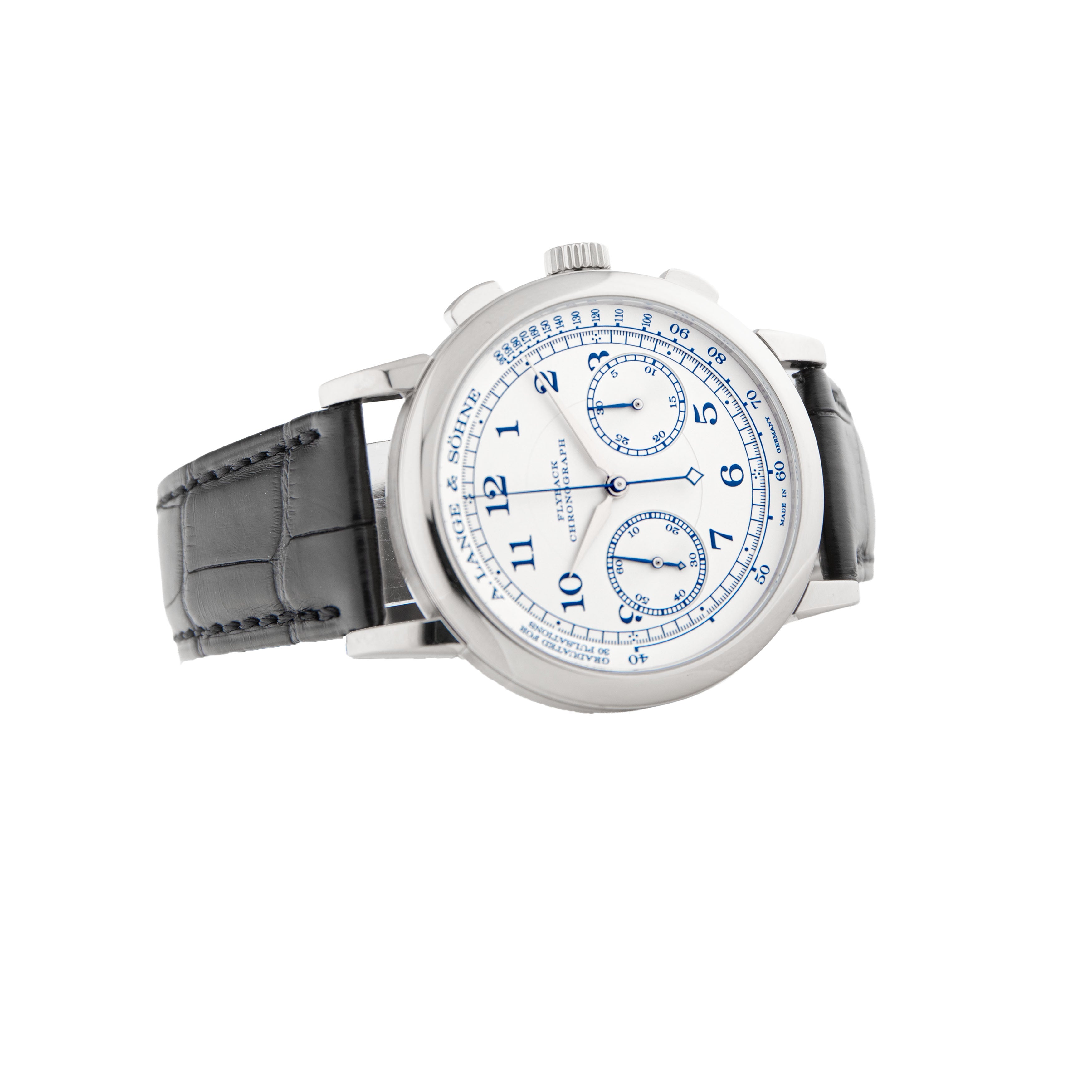 A. Lange & Sohne 1815 Flyback Chronograph White Gold Silver Dial 39.5mm 414.026 Full Set