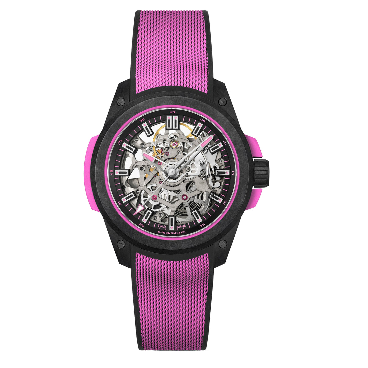 Norqain Independence Wild One Skeleton 39mm Hyper Pink Watch, 39mm Skeleton Dial, N3001.07Q04.B03.R01
