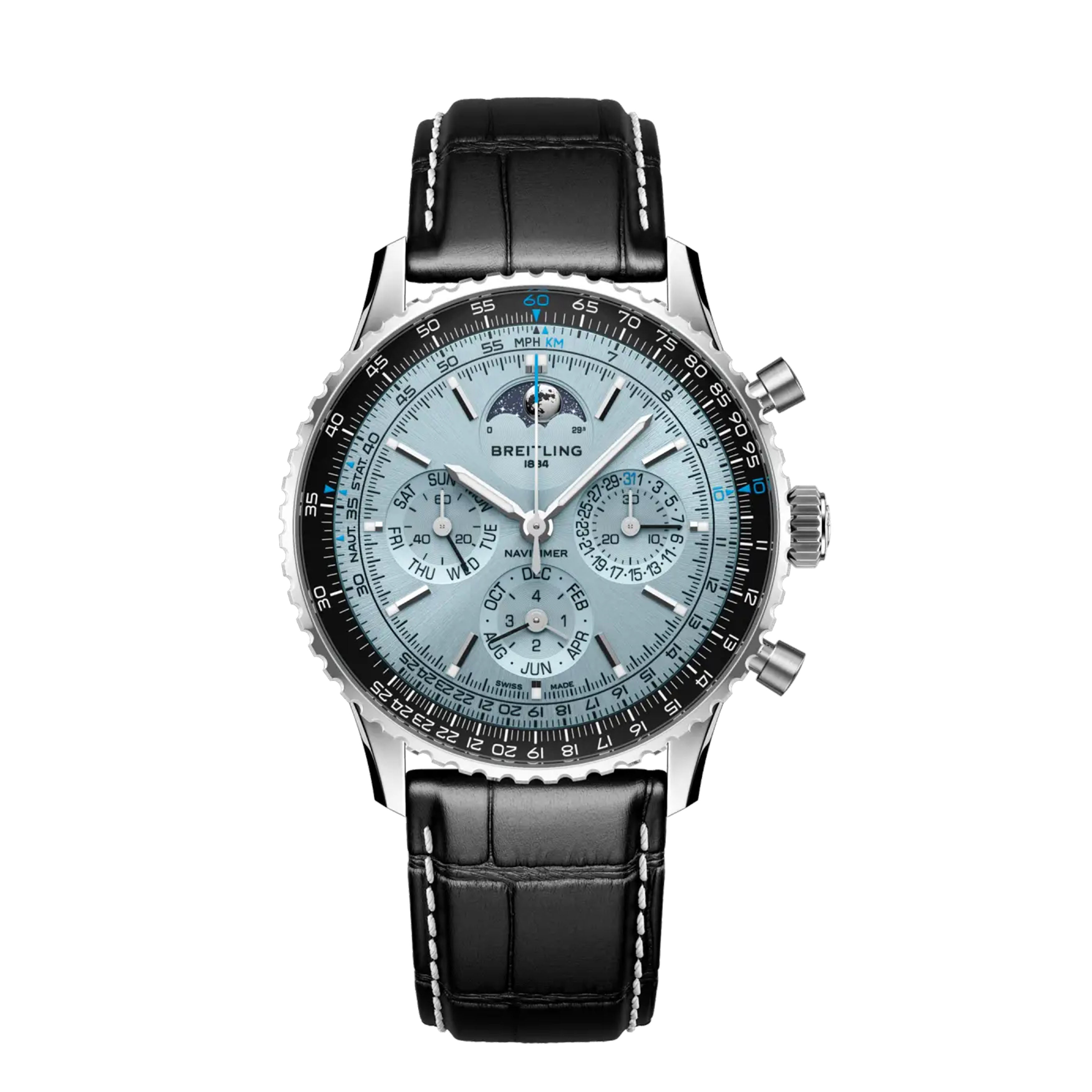 Breitling Navitimer B19 Chronograph 43 Perpetual Calendar Watch, 43mm Ice Blue Dial, PB1920251C1P1