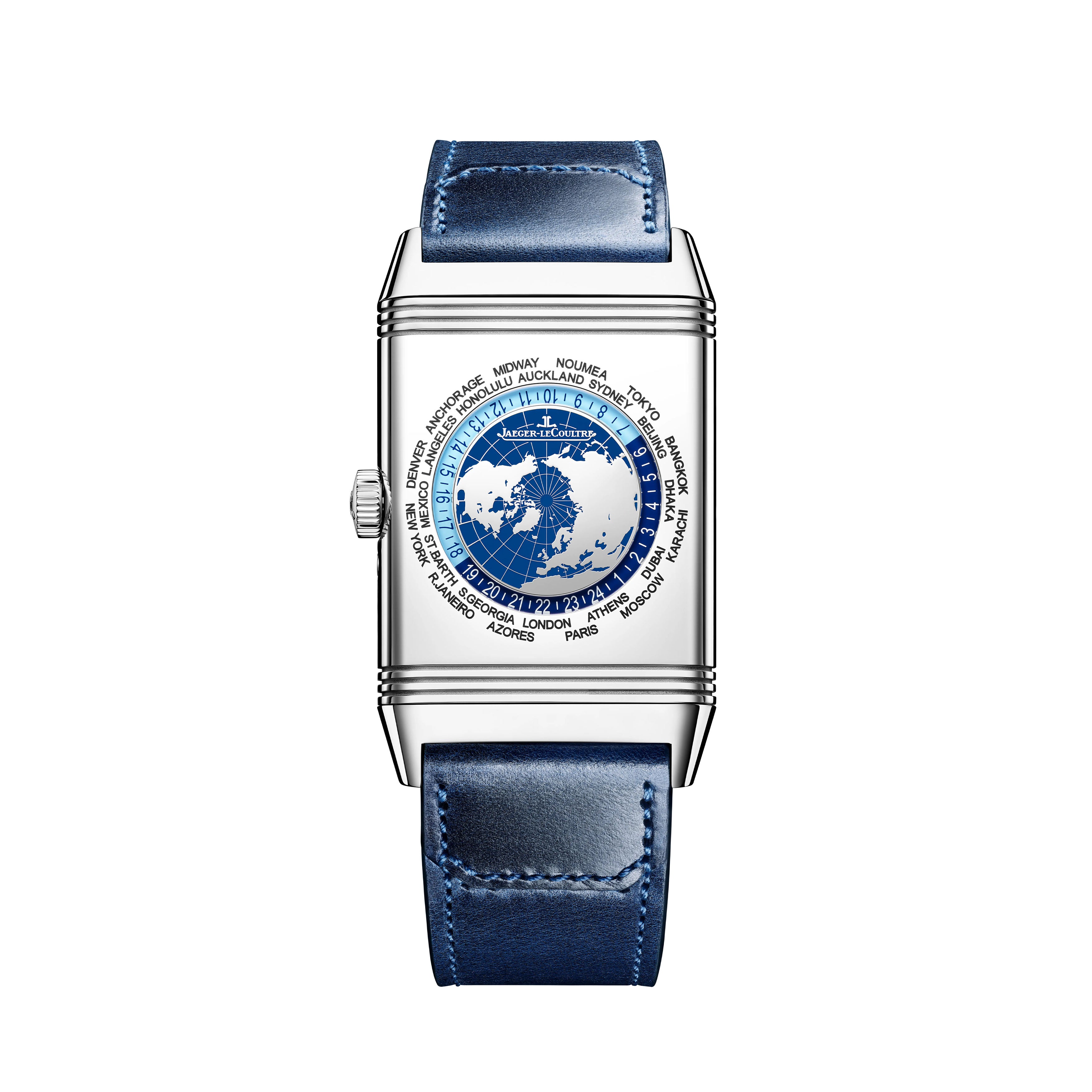 Jaeger-LeCoultre Reverso Tribute Geographic Watch, 49.4x29.9mm Blue Dial, Q714845J